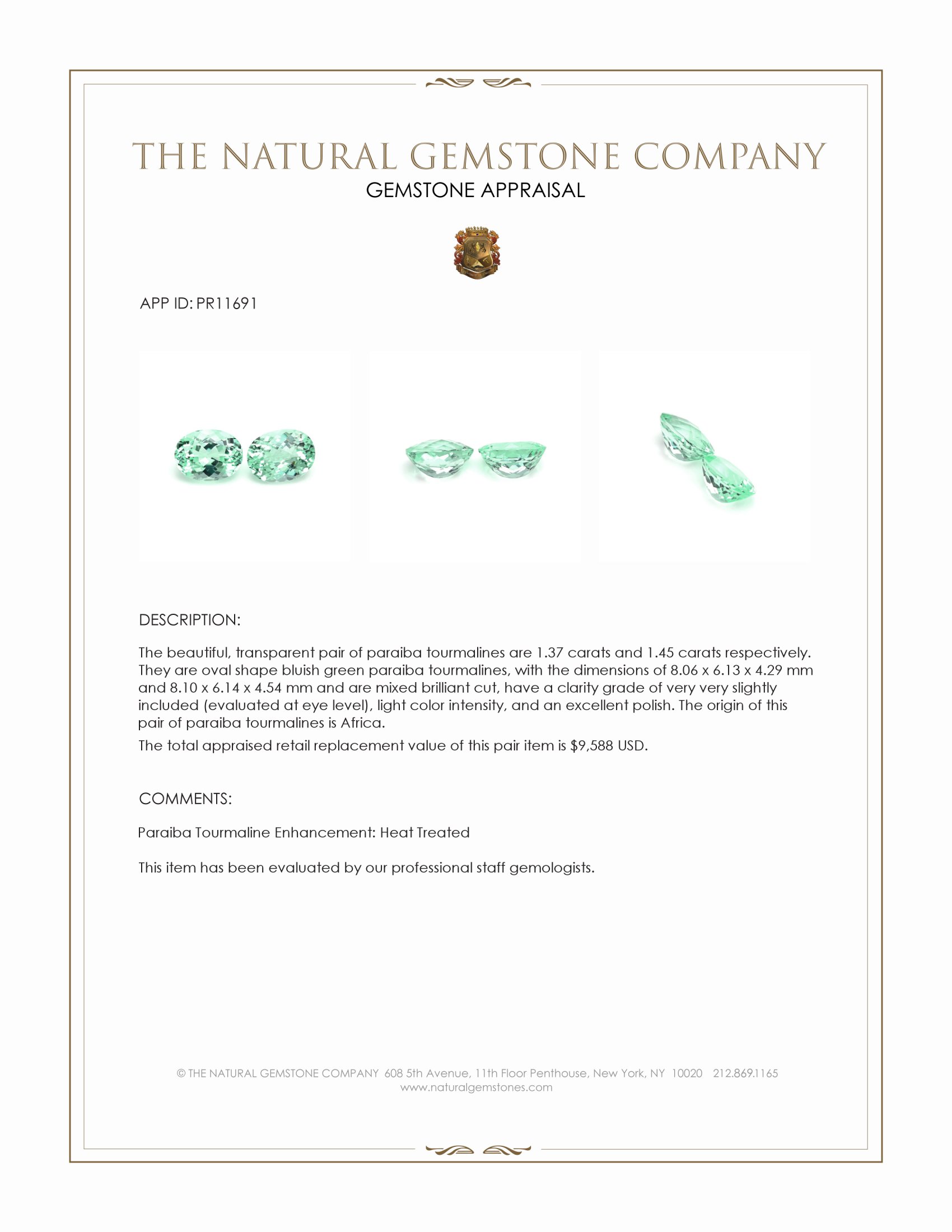 2.82 Ct.Tw. Paraiba Tourmaline Pair from Africa