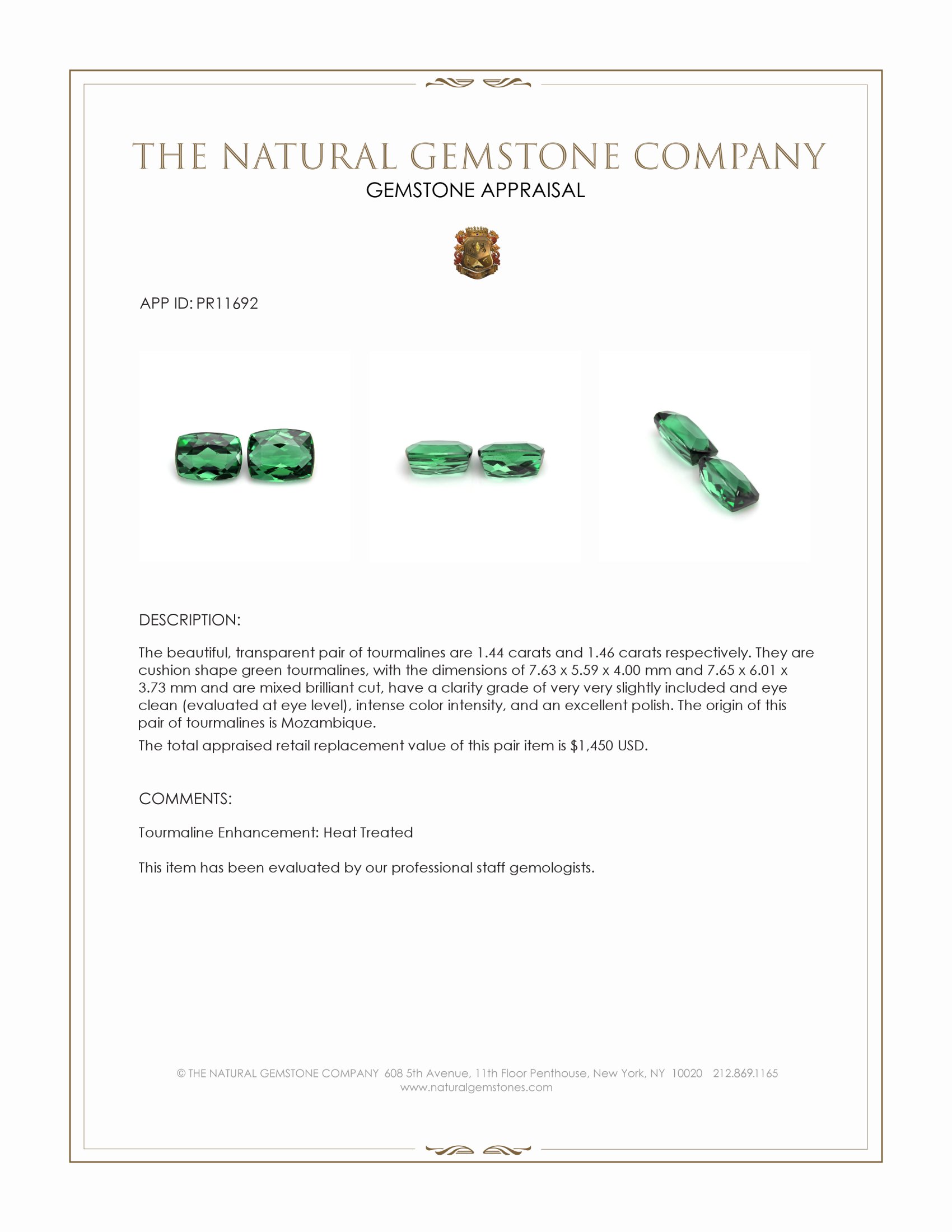 2.90 Ct.Tw. Green Tourmaline Pair from Mozambique
