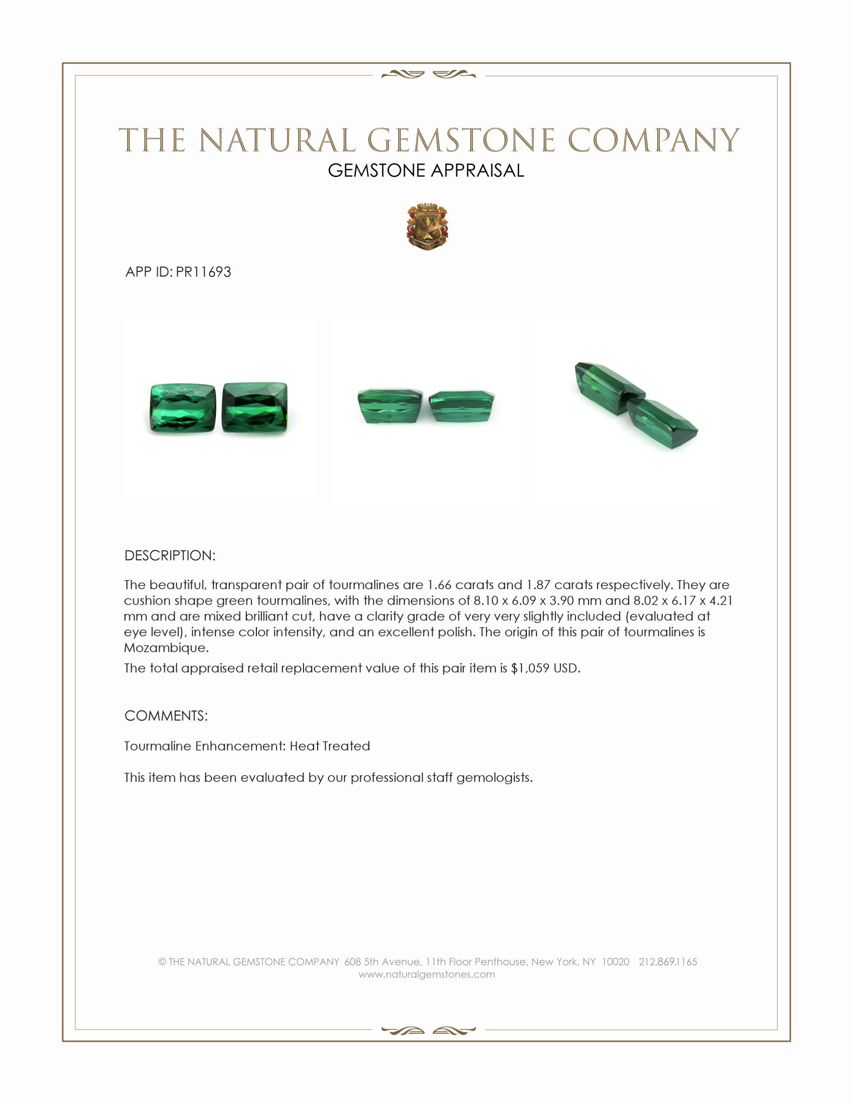 3.53 Ct.Tw. Green Tourmaline Pair from Mozambique