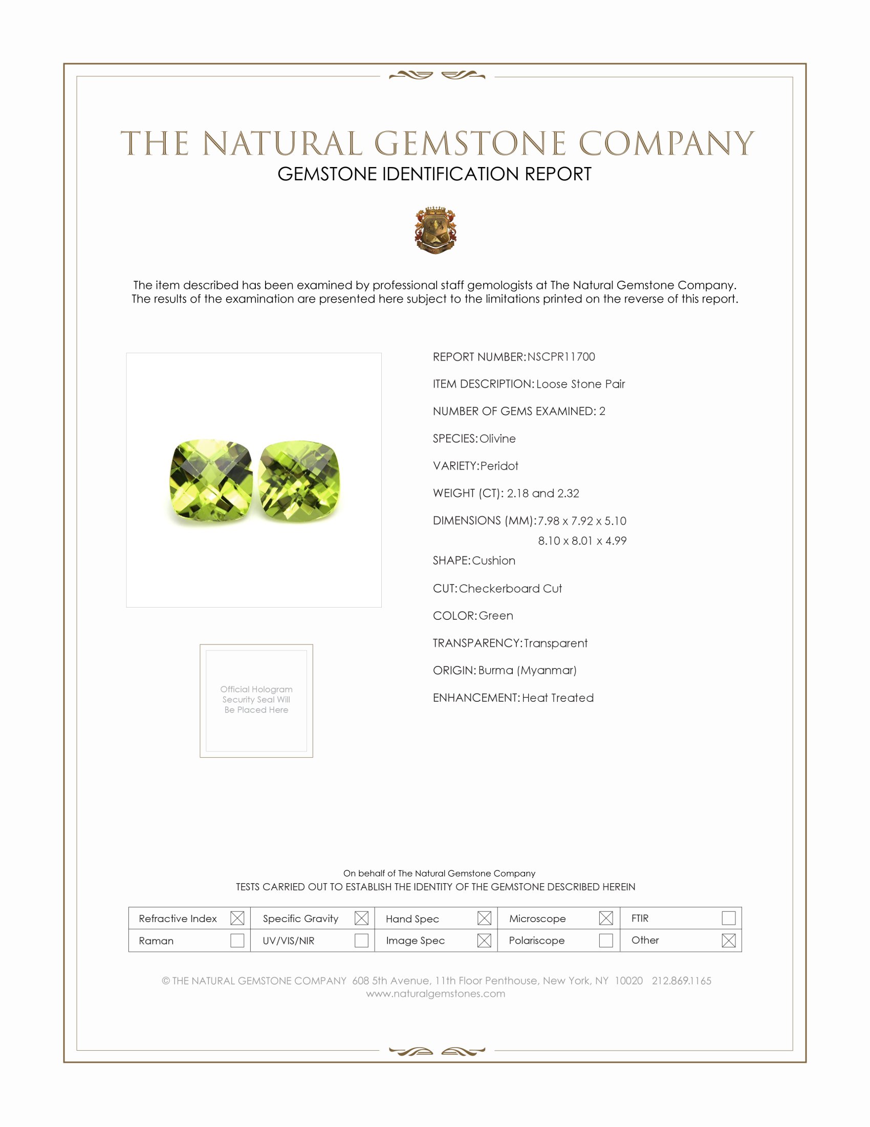4.50 Ct.Tw. Green (Lime Green) Peridot Pair from Burma (Myanmar)