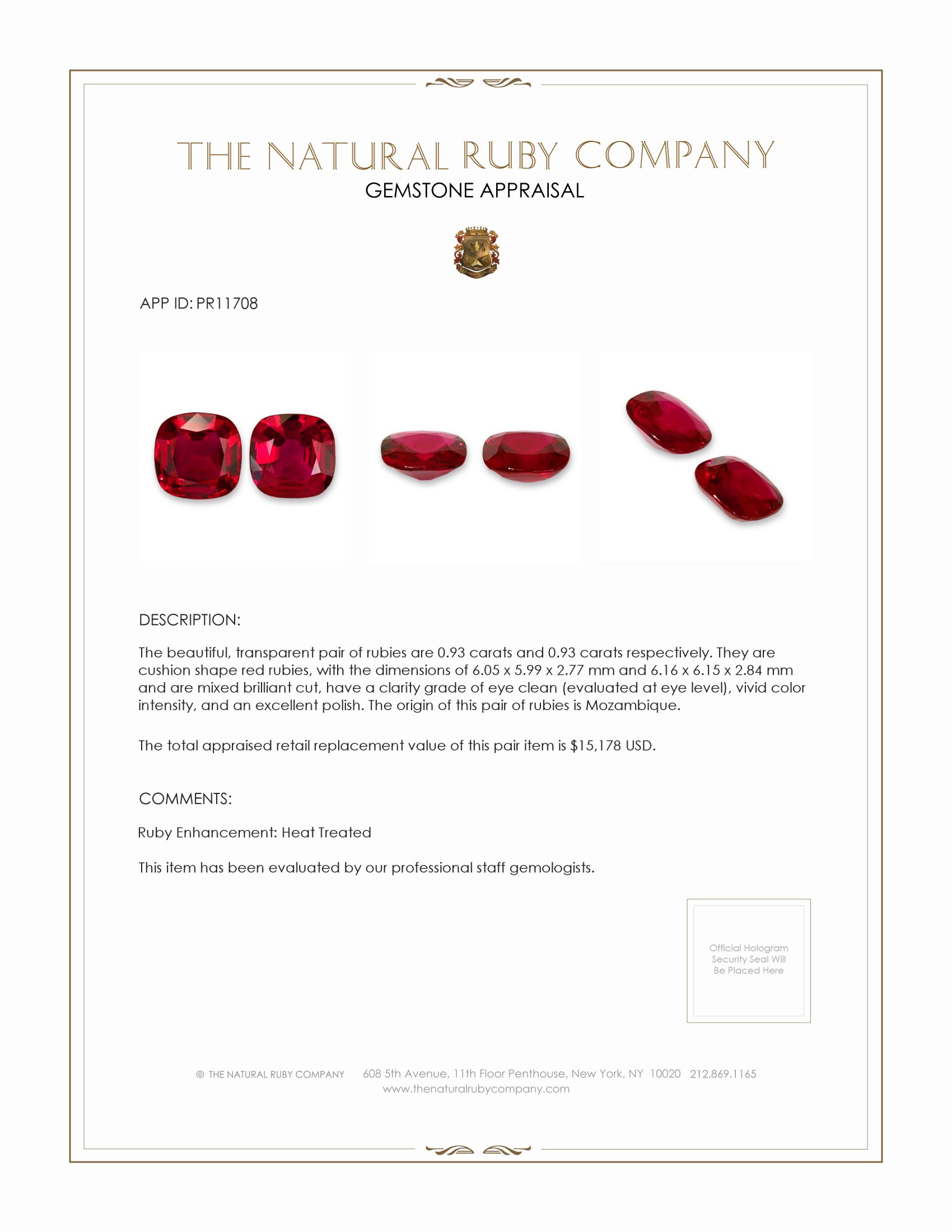 1.86 Ct.Tw. Ruby Pair from Mozambique