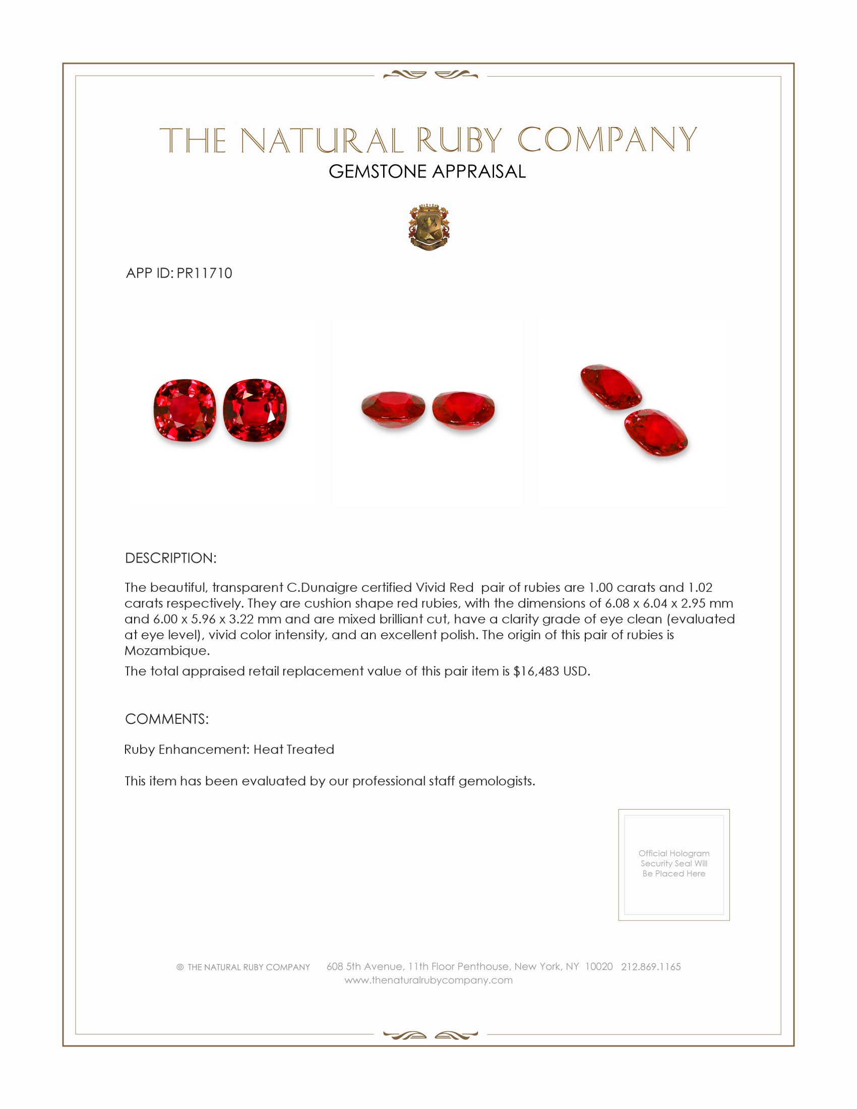 2.02 Ct.Tw. Ruby Pair from Mozambique