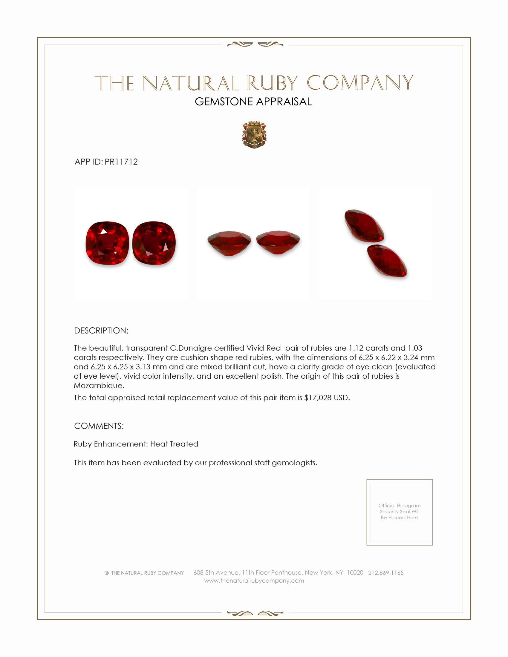 2.15 Ct.Tw. Ruby Pair from Mozambique