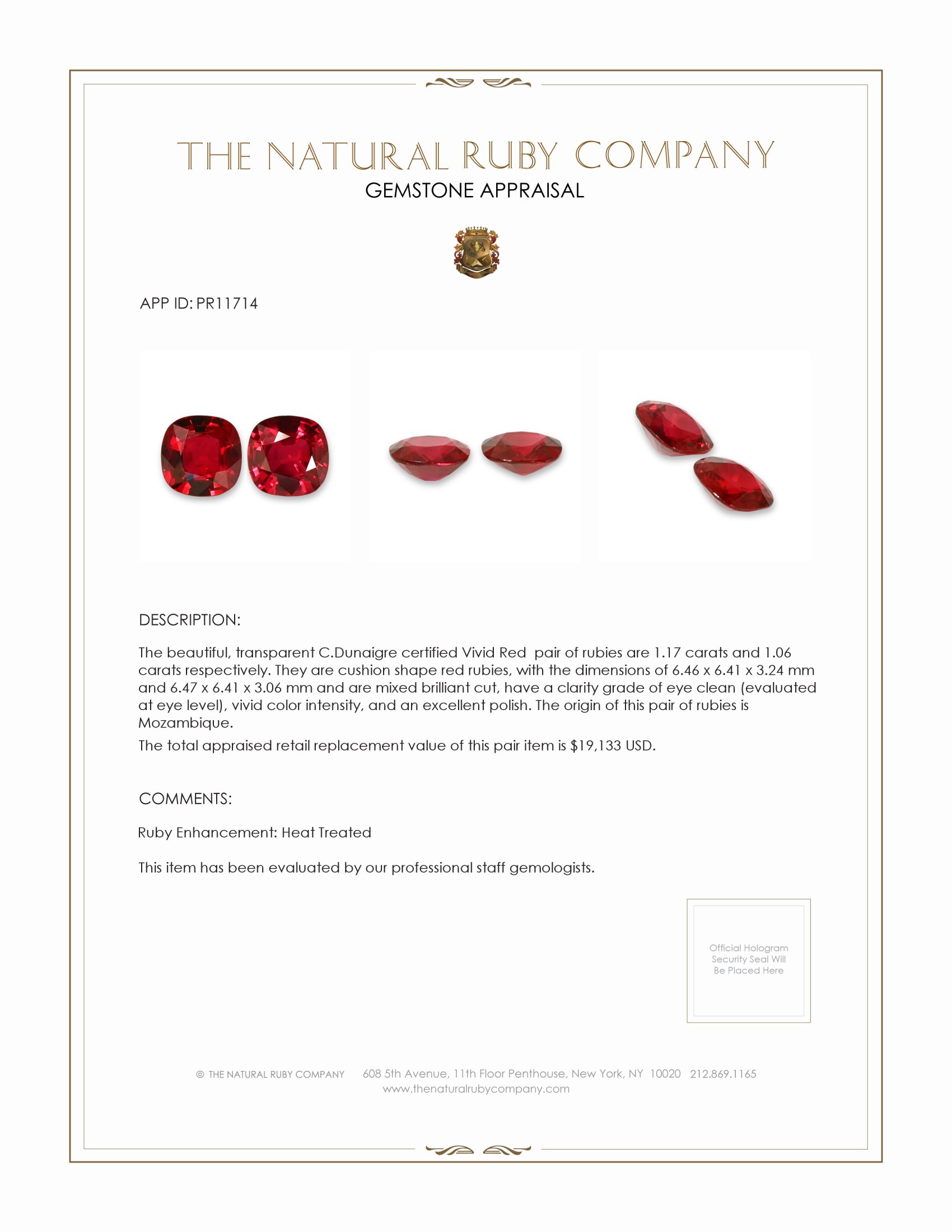 2.23 Ct.Tw. Ruby Pair from Mozambique