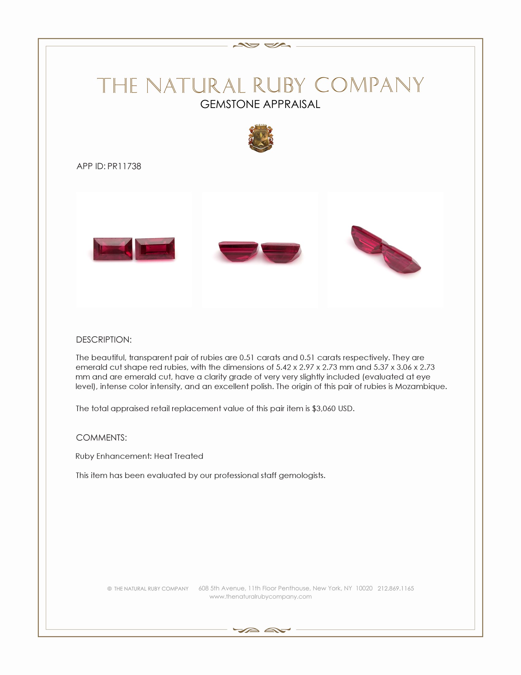 1.02 Ct.Tw. Ruby Pair from Mozambique