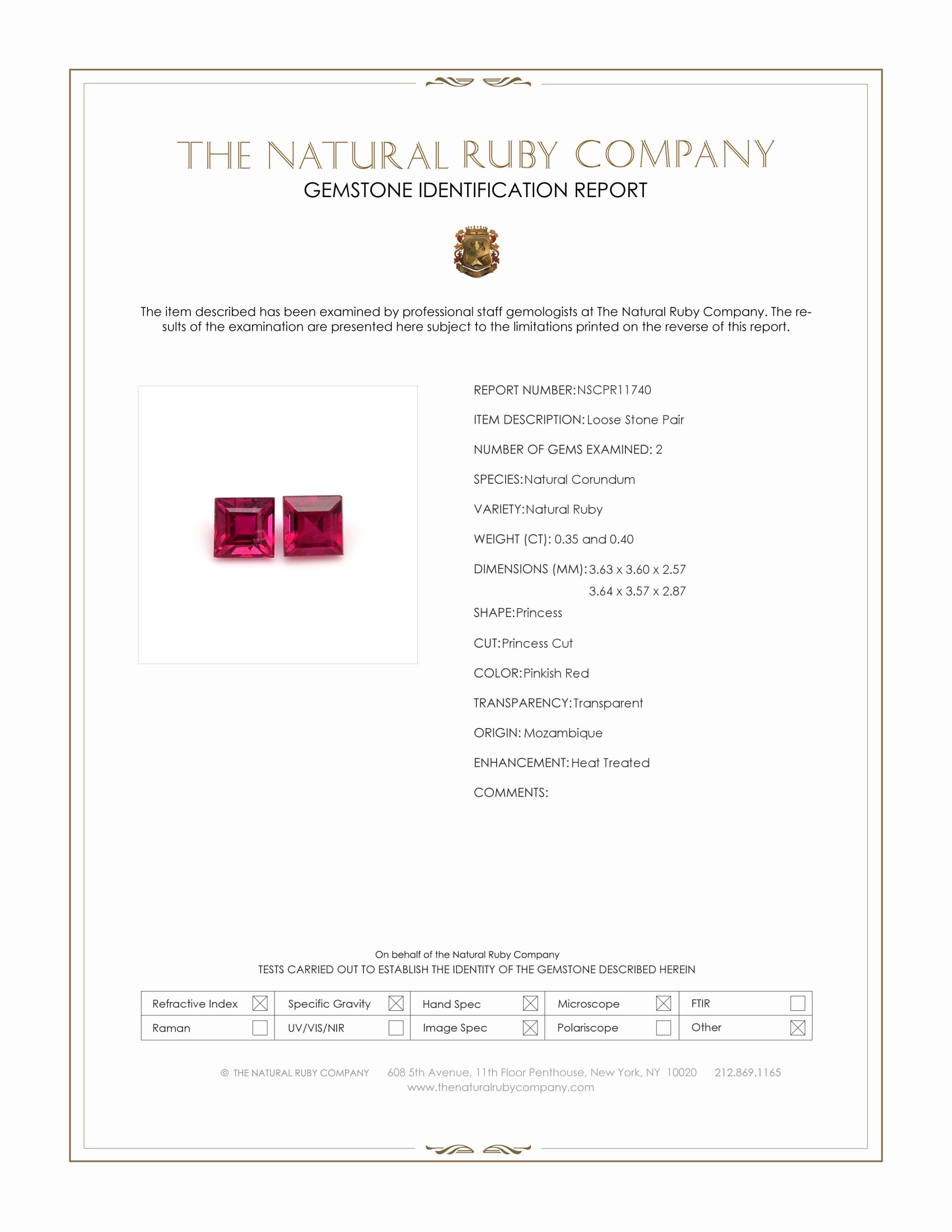 0.75 Ct.Tw. Pinkish Red Ruby Pair from Mozambique