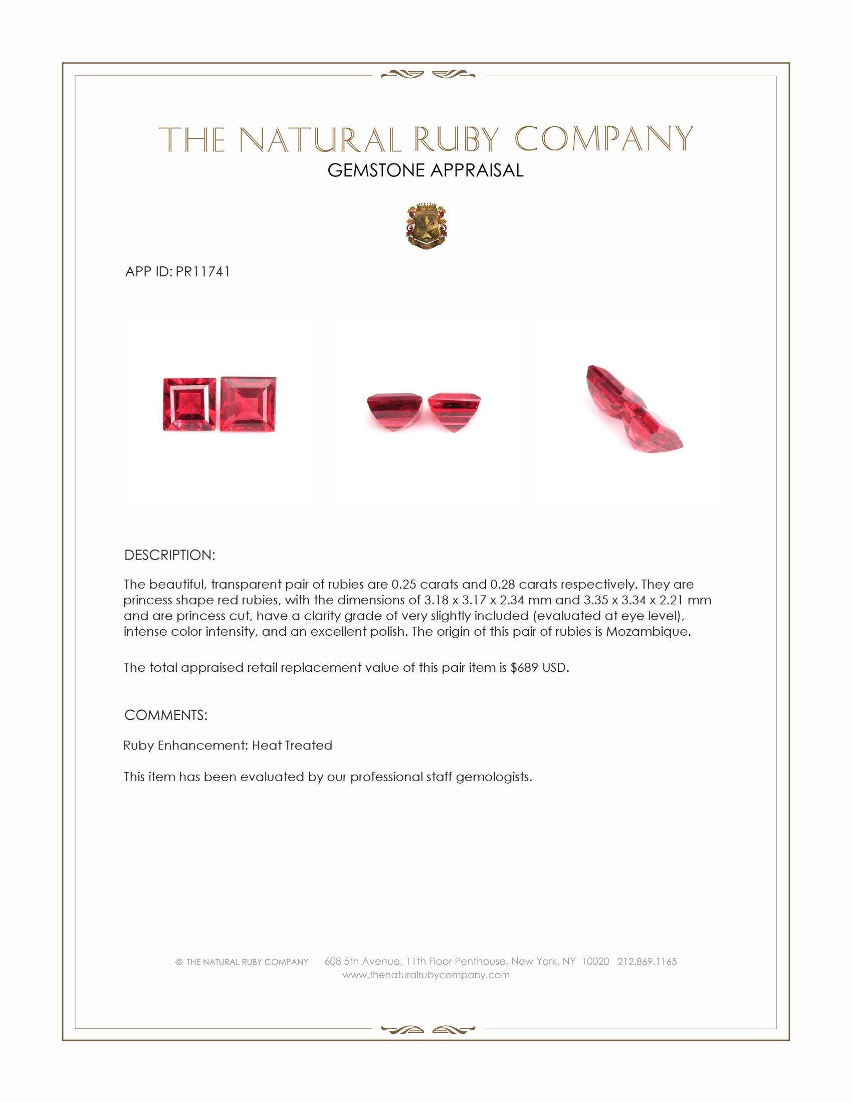 0.53 Ct.Tw. Ruby Pair from Mozambique