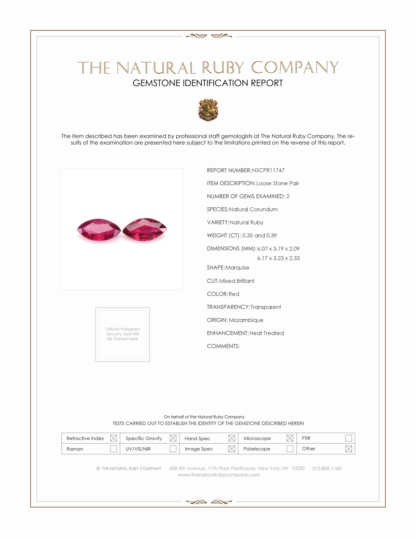 0.74 Ct.Tw. Ruby Pair from Mozambique
