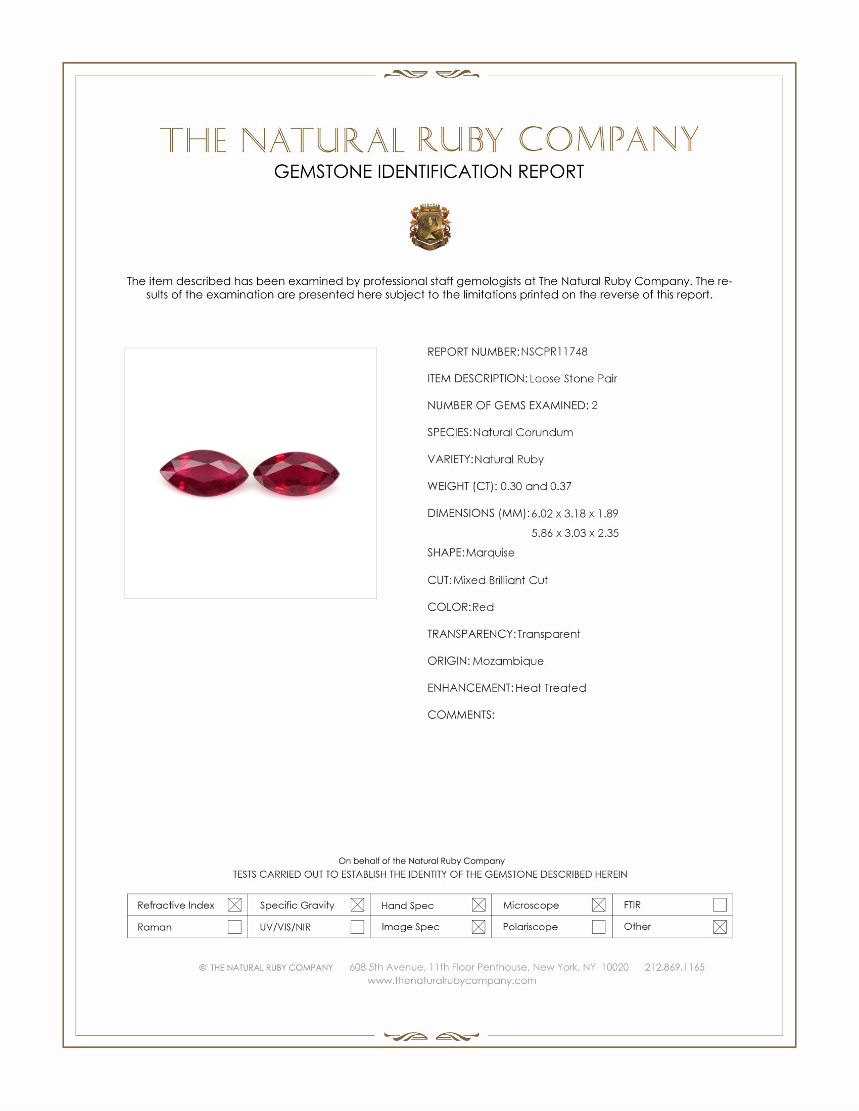 0.67 Ct.Tw. Ruby Pair from Mozambique