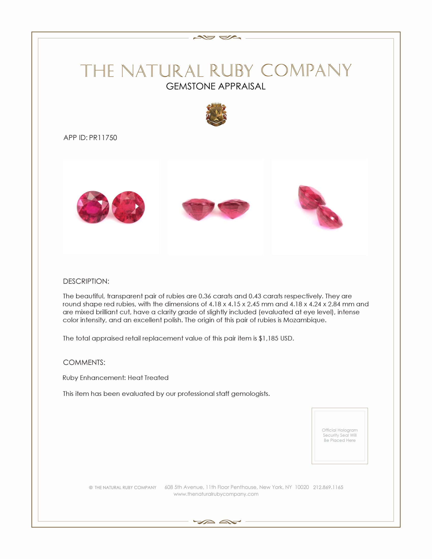 0.79 Ct.Tw. Ruby Pair from Mozambique