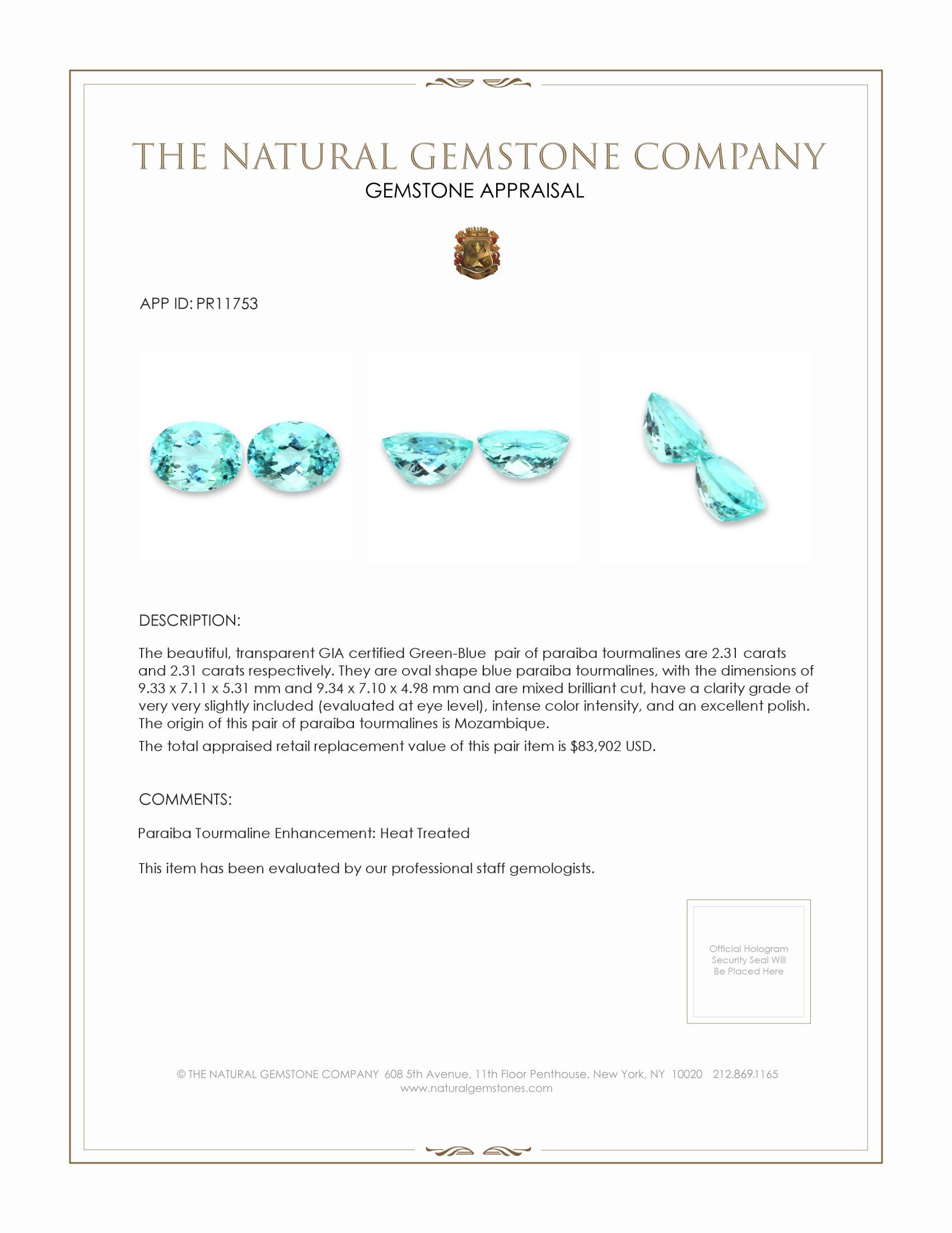 4.62 Ct.Tw. Paraiba Tourmaline Pair from Mozambique