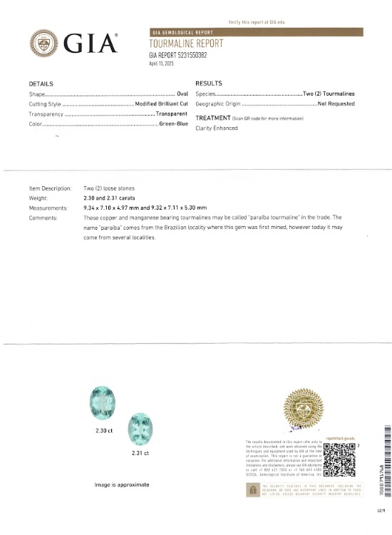 4.62 Ct.Tw. Paraiba Tourmaline Pair from Mozambique