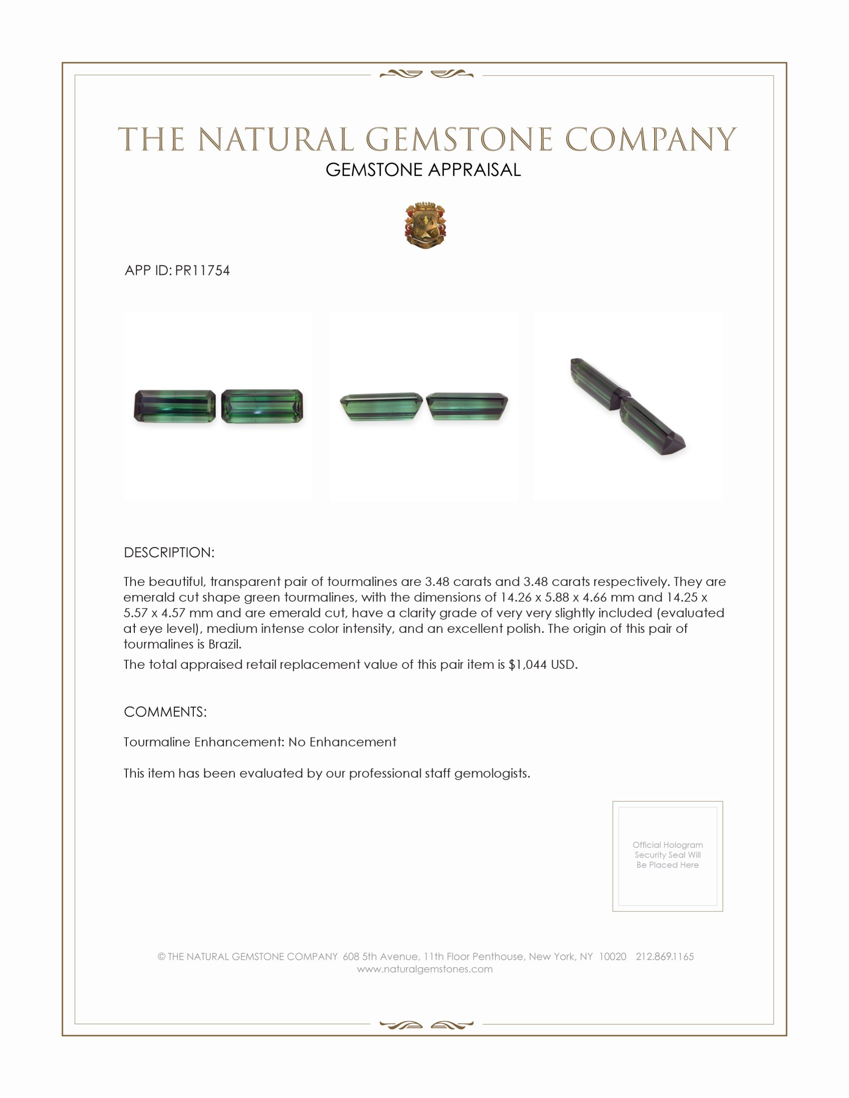 6.96 Ct.Tw. Tourmaline Pair from Brazil