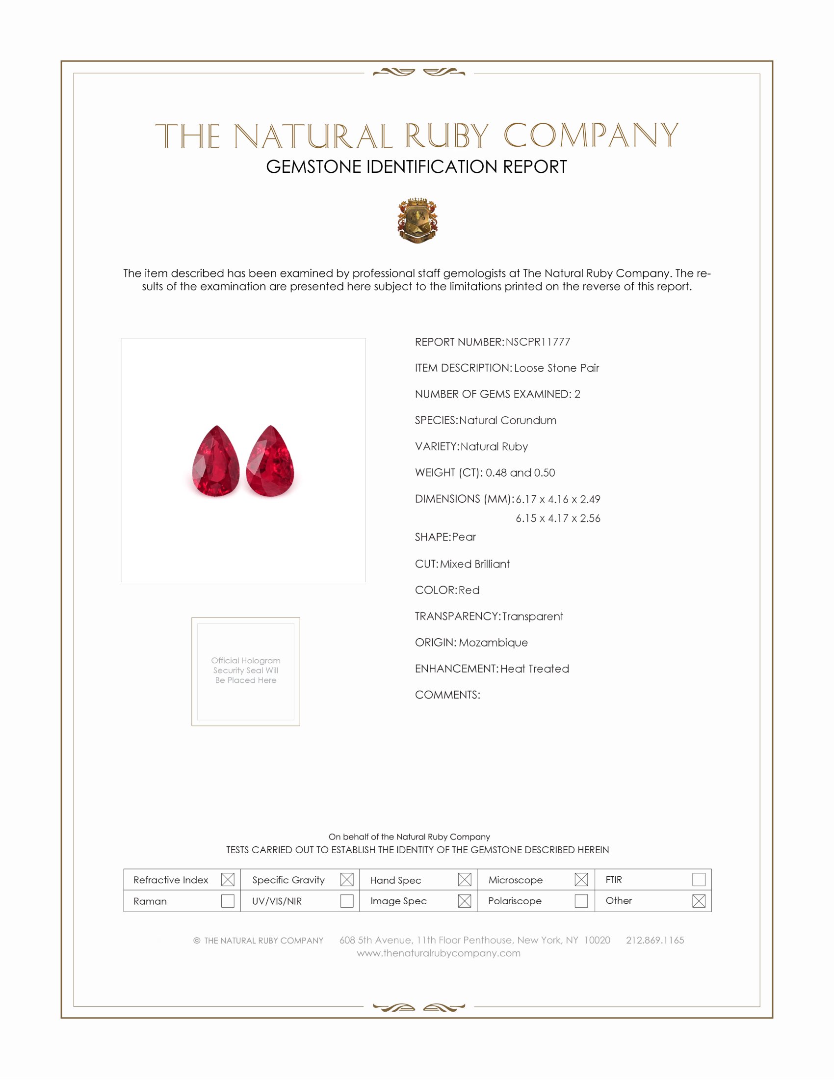 0.98 Ct.Tw. Ruby Pair from Mozambique