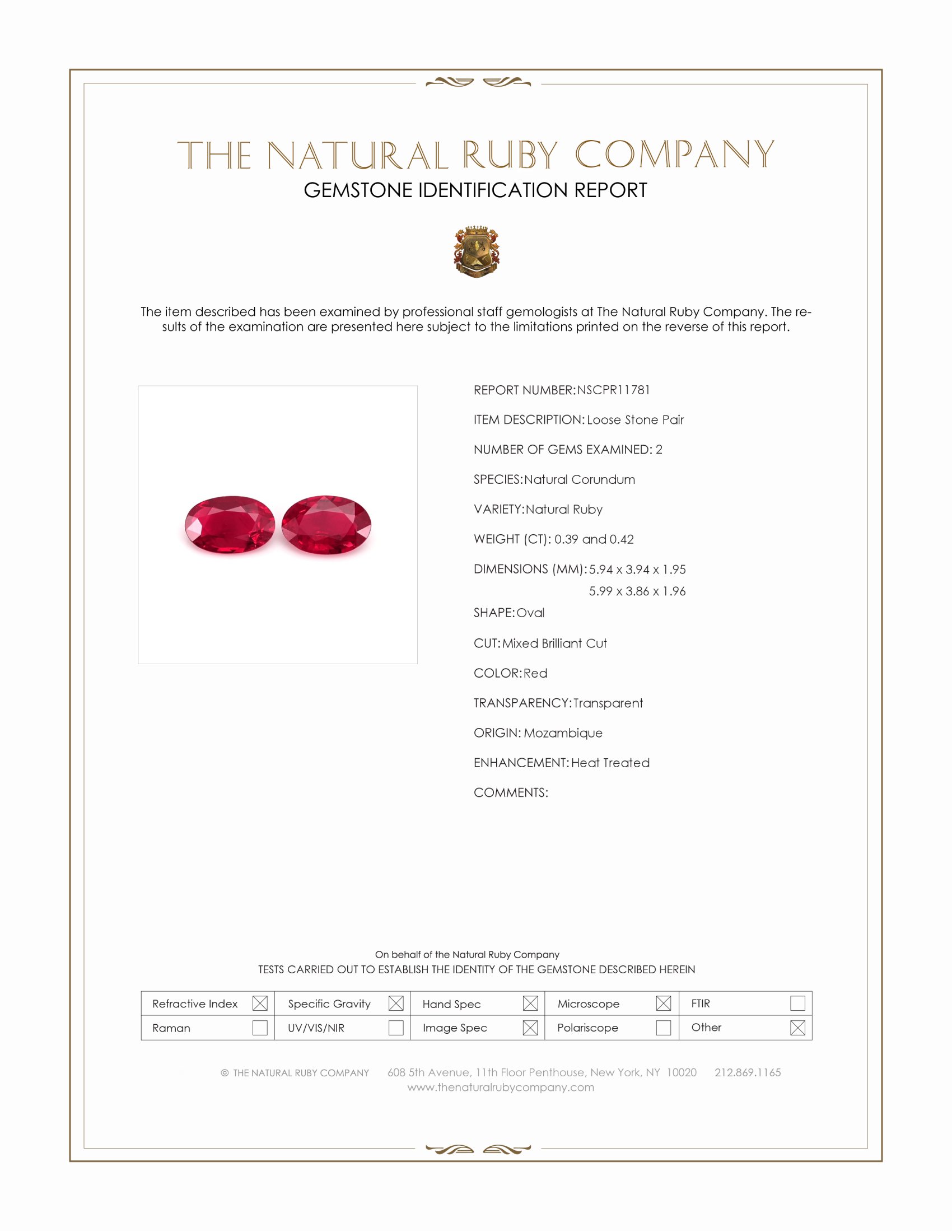 0.81 Ct.Tw. Ruby Pair from Mozambique