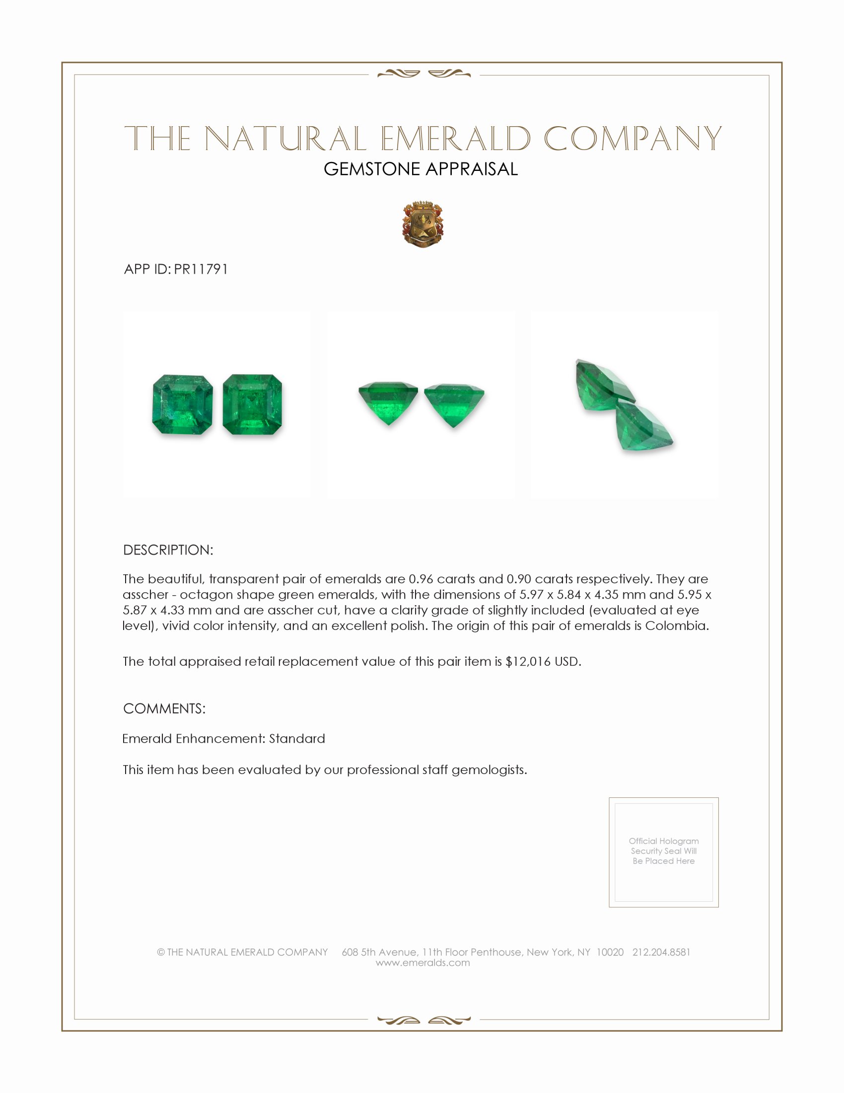 1.86 Ct.Tw. Emerald Pair from Colombia
