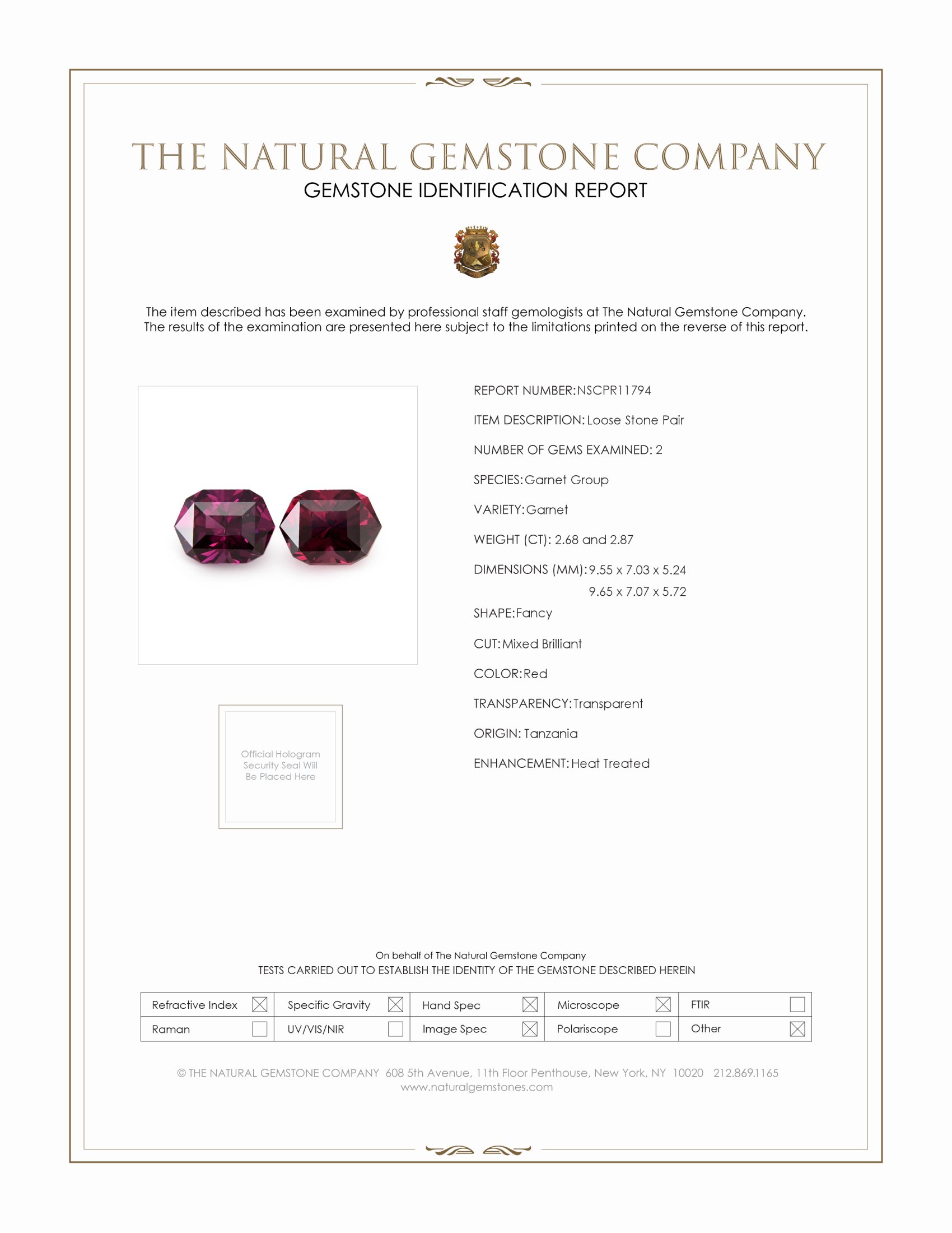 5.55 Ct.Tw. Purplish Pink Garnet Pair from Tanzania