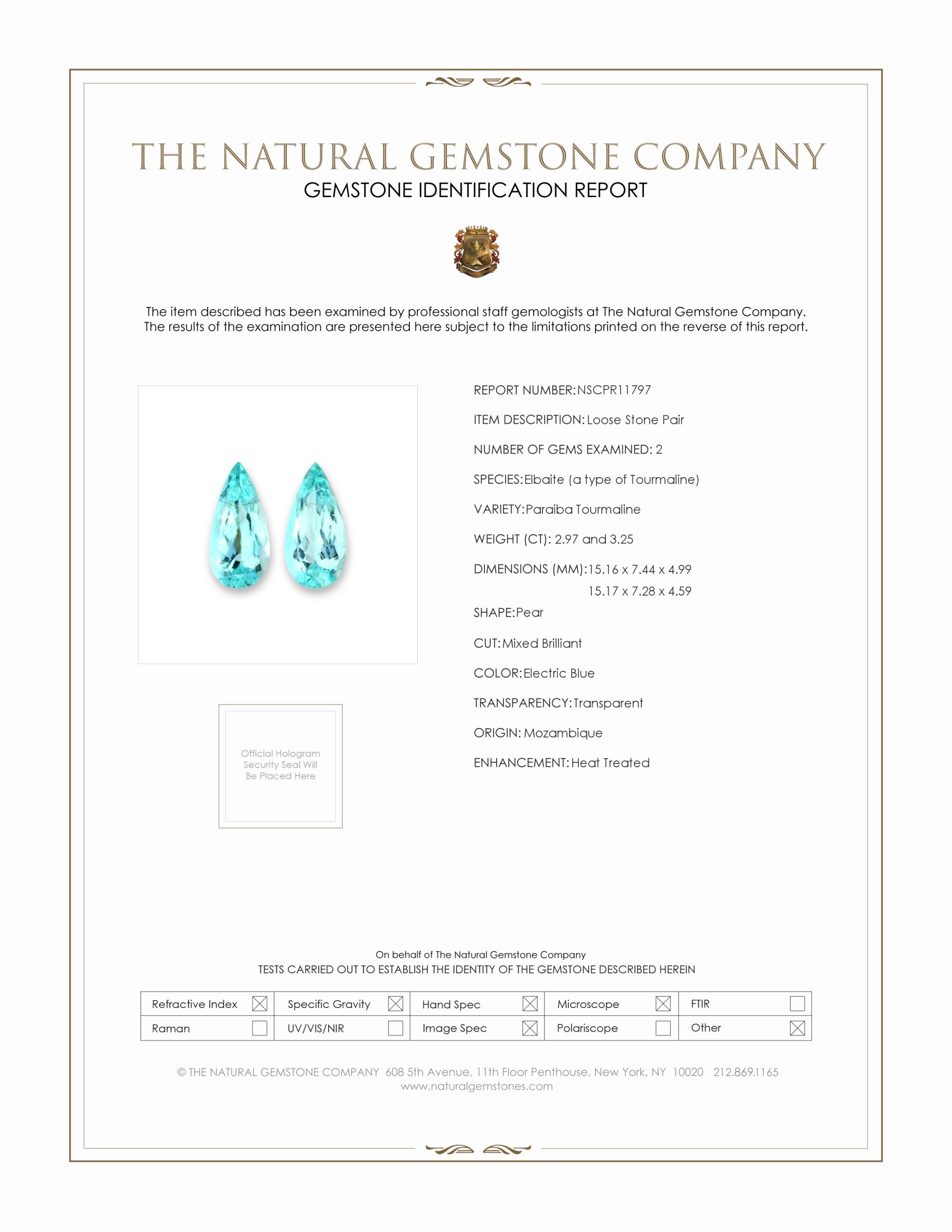 6.22 Ct.Tw. Electric Blue Paraiba Tourmaline Pair from Mozambique