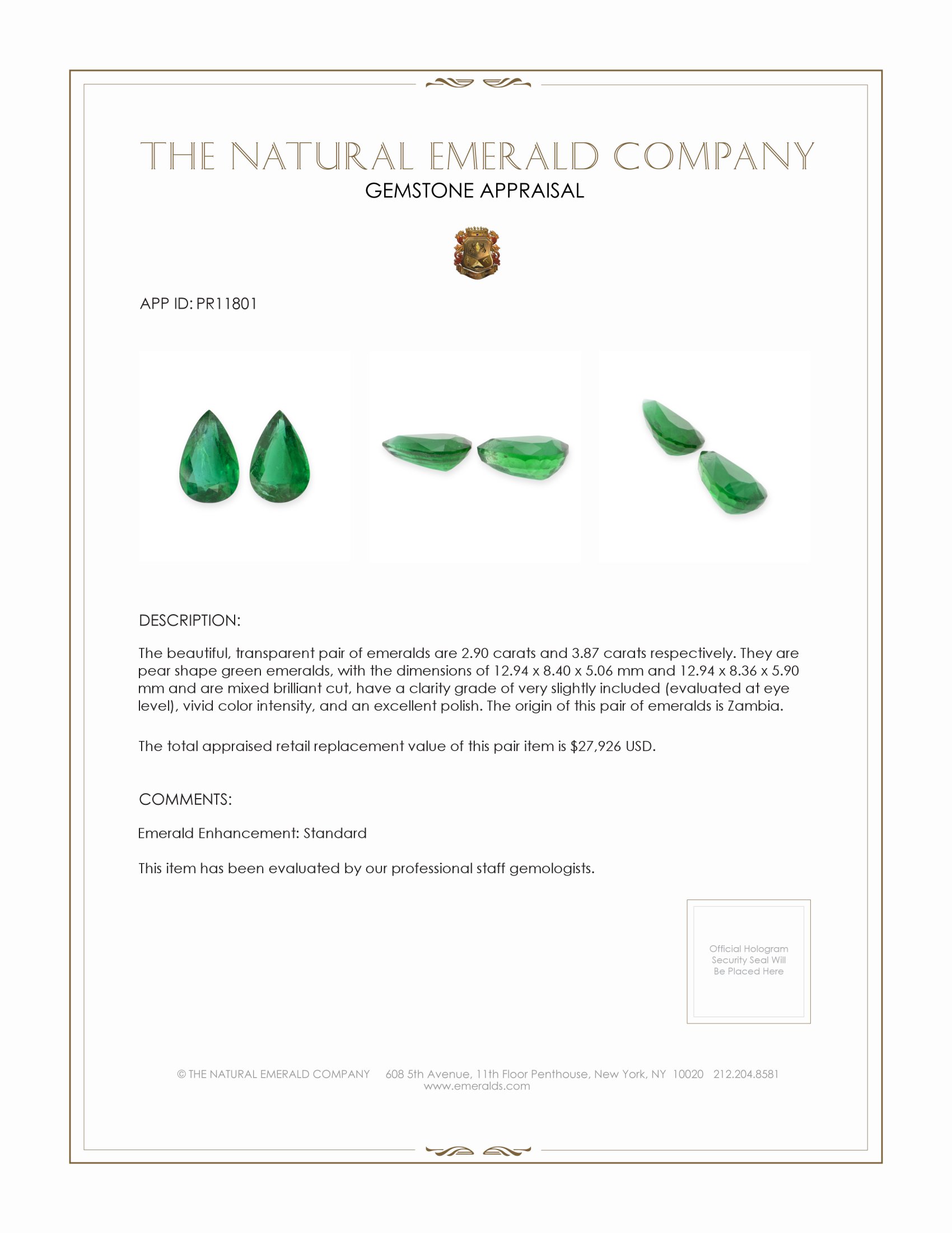 6.77 Ct.Tw. Emerald Pair from Zambia