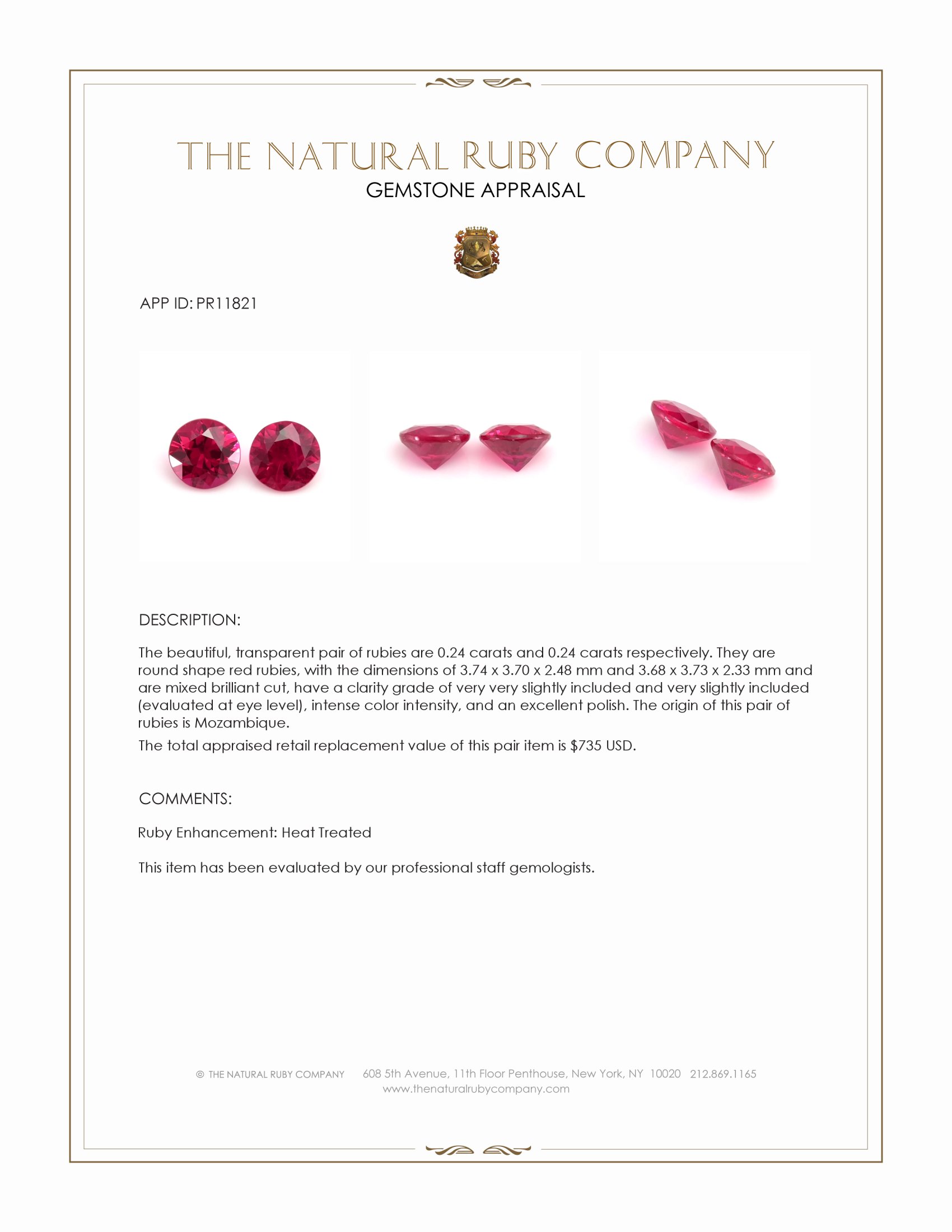 0.48 Ct.Tw. Ruby Pair from Mozambique