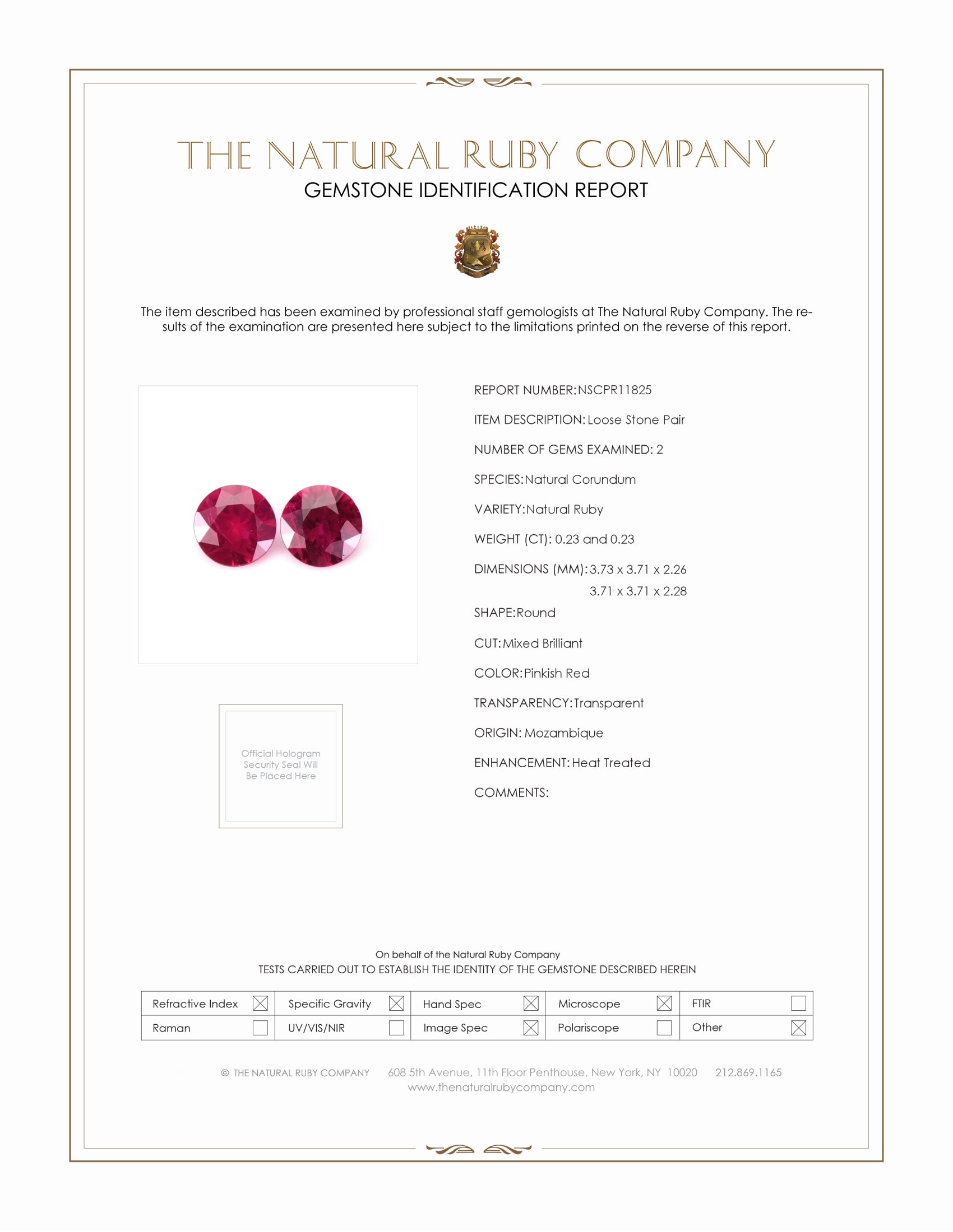 0.46 Ct.Tw. Pinkish Red Ruby Pair from Mozambique