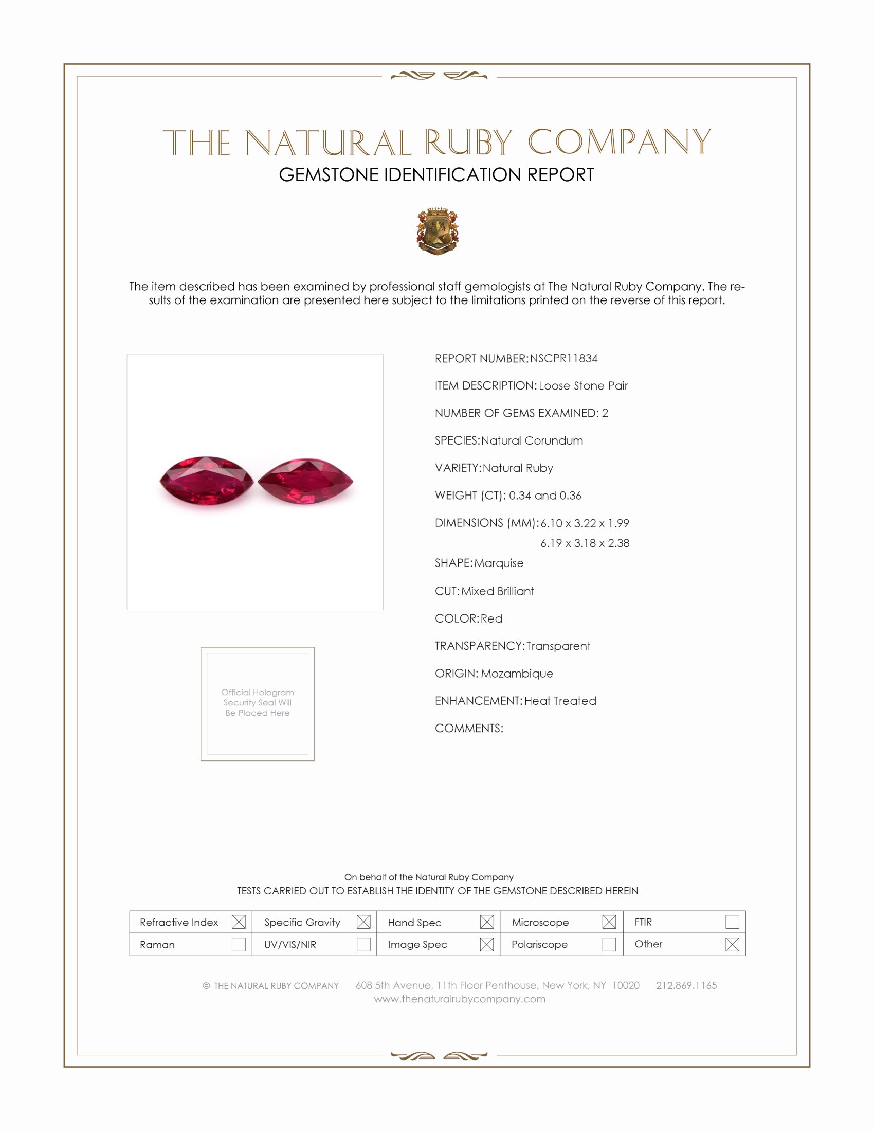 0.70 Ct.Tw. Ruby Pair from Mozambique