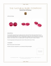 0.67 Ct.Tw.Total Carat Weight Ruby Pair from Thailand Appraisal