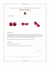 0.90 Ct.Tw.Total Carat Weight Ruby Pair from Thailand Appraisal