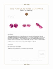 0.86 Ct.Tw.Total Carat Weight Ruby Pair from Thailand Appraisal