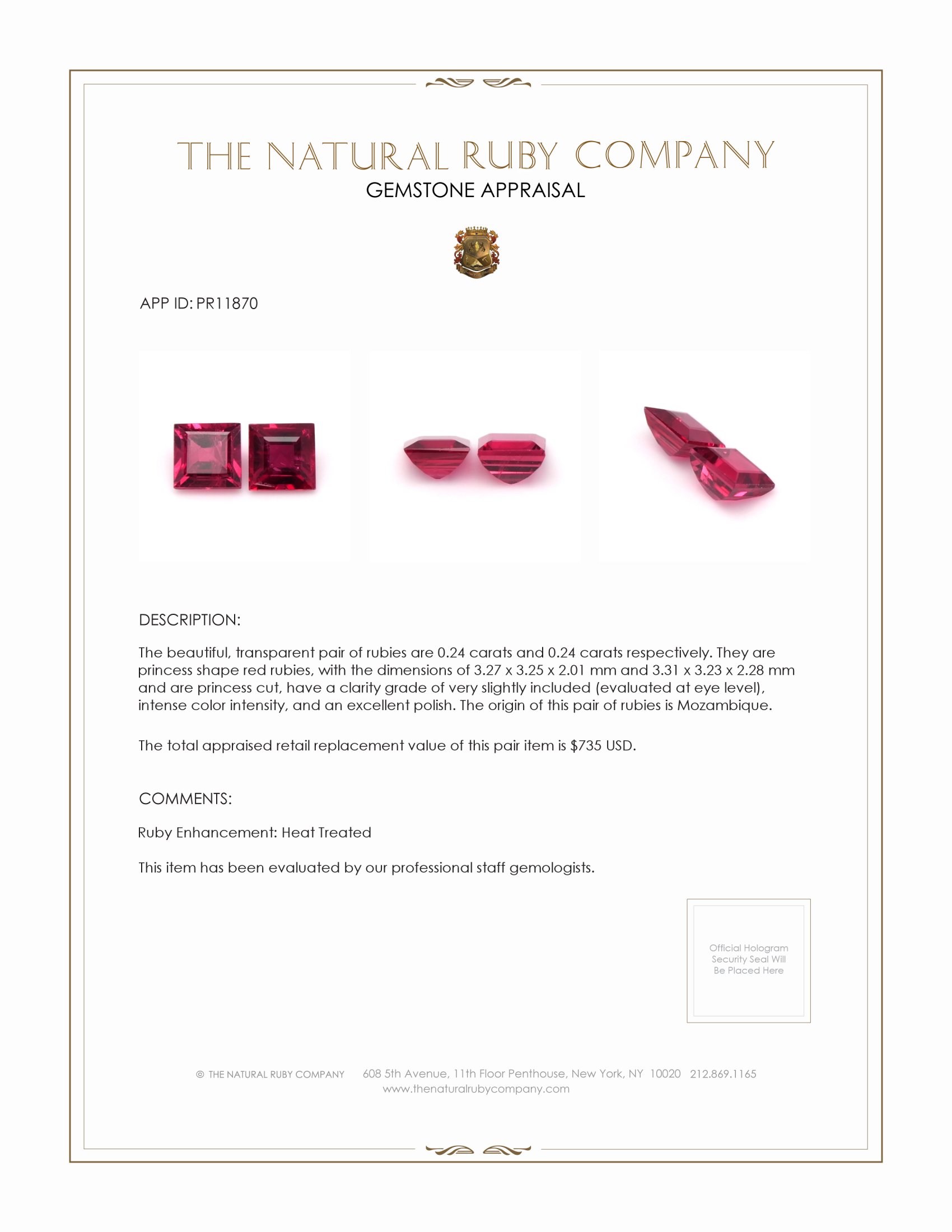 0.48 Ct.Tw. Ruby Pair from Mozambique