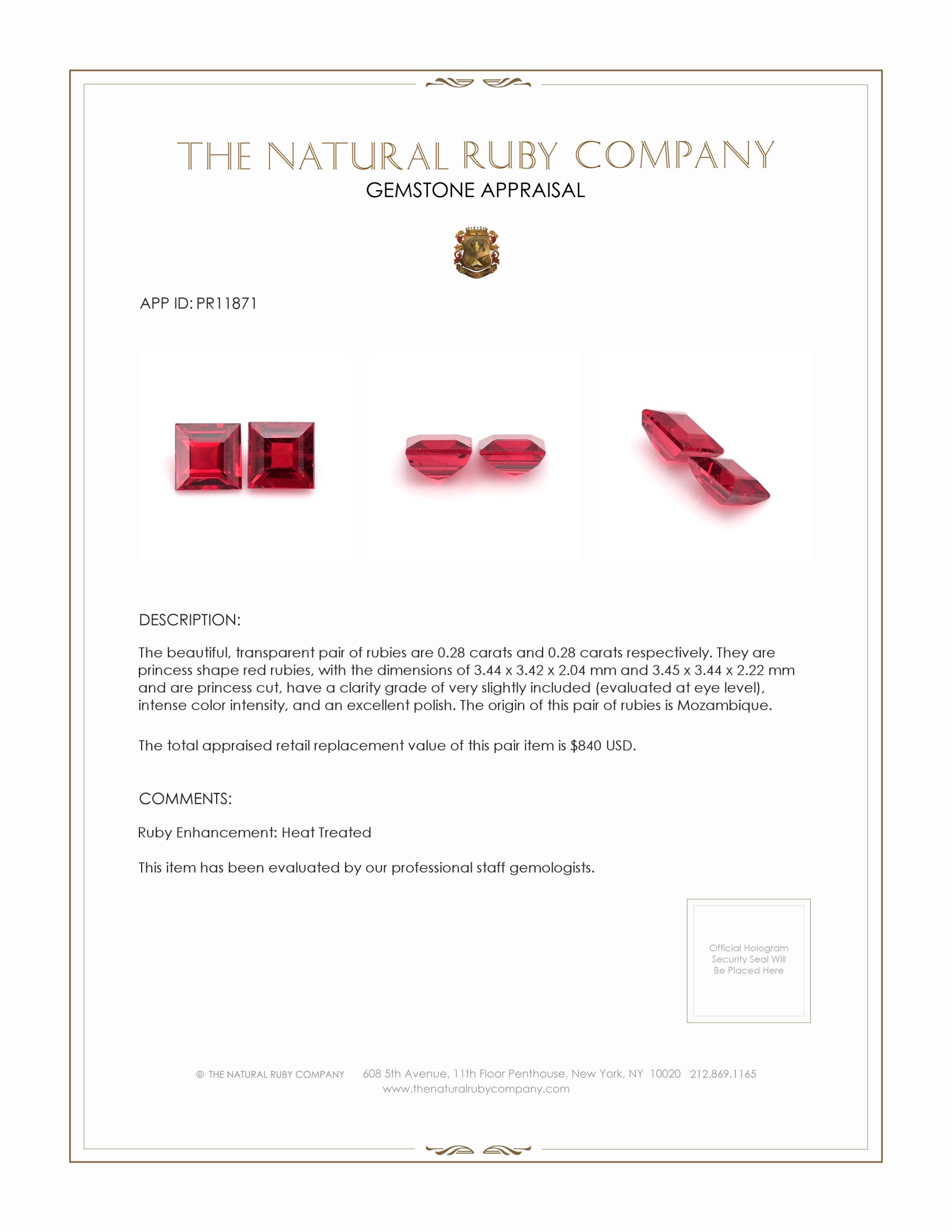 0.56 Ct.Tw. Ruby Pair from Mozambique