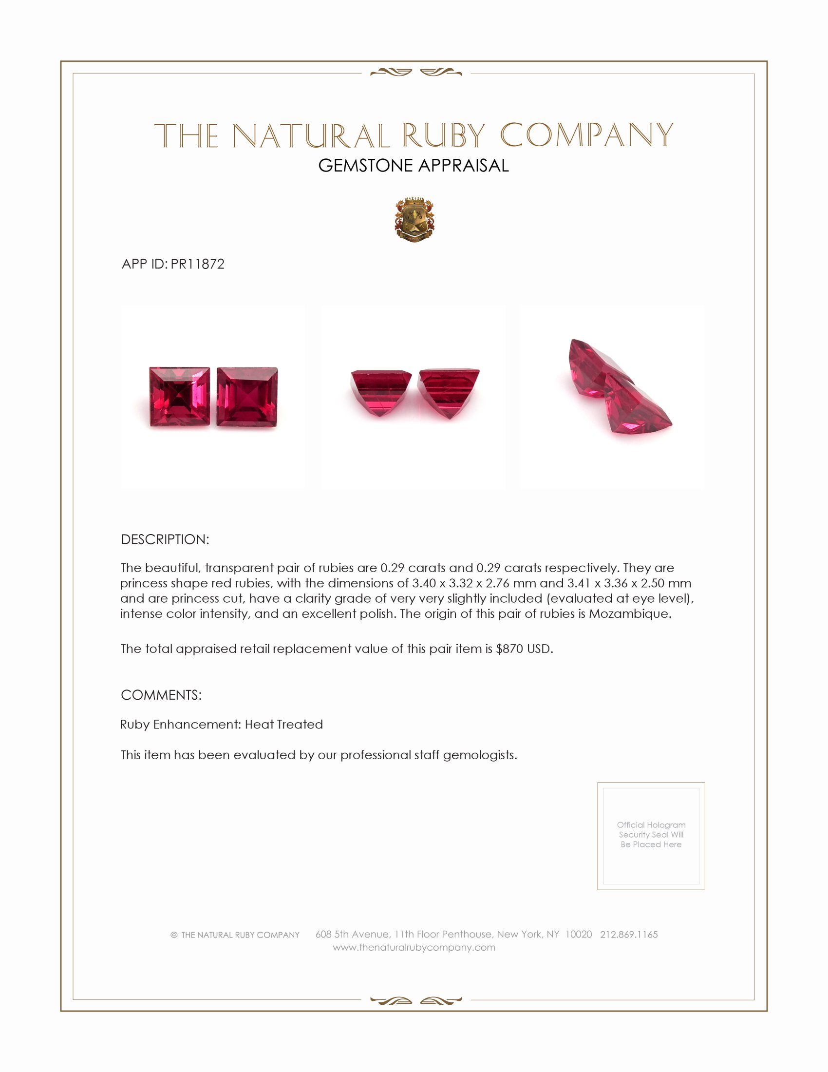 0.58 Ct.Tw. Ruby Pair from Mozambique