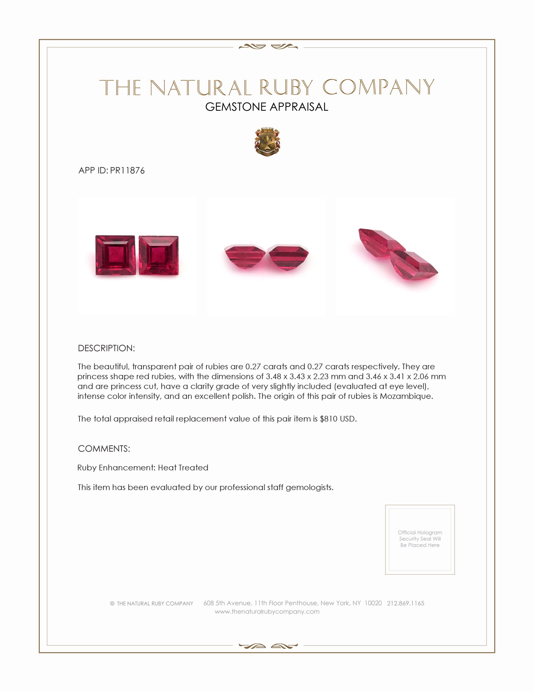 0.54 Ct.Tw. Ruby Pair from Mozambique