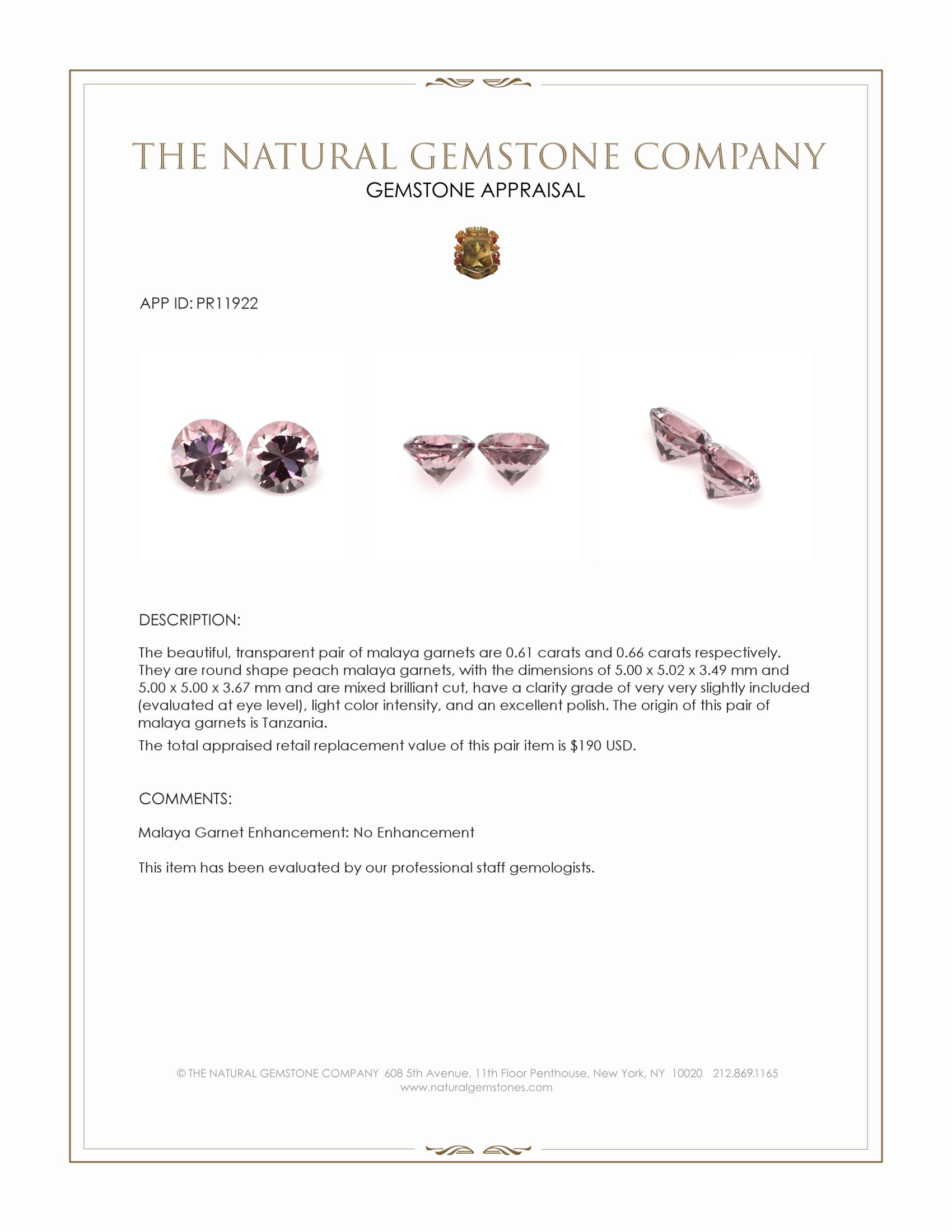 1.27 Ct.Tw. Malaya Garnet Pair from Tanzania