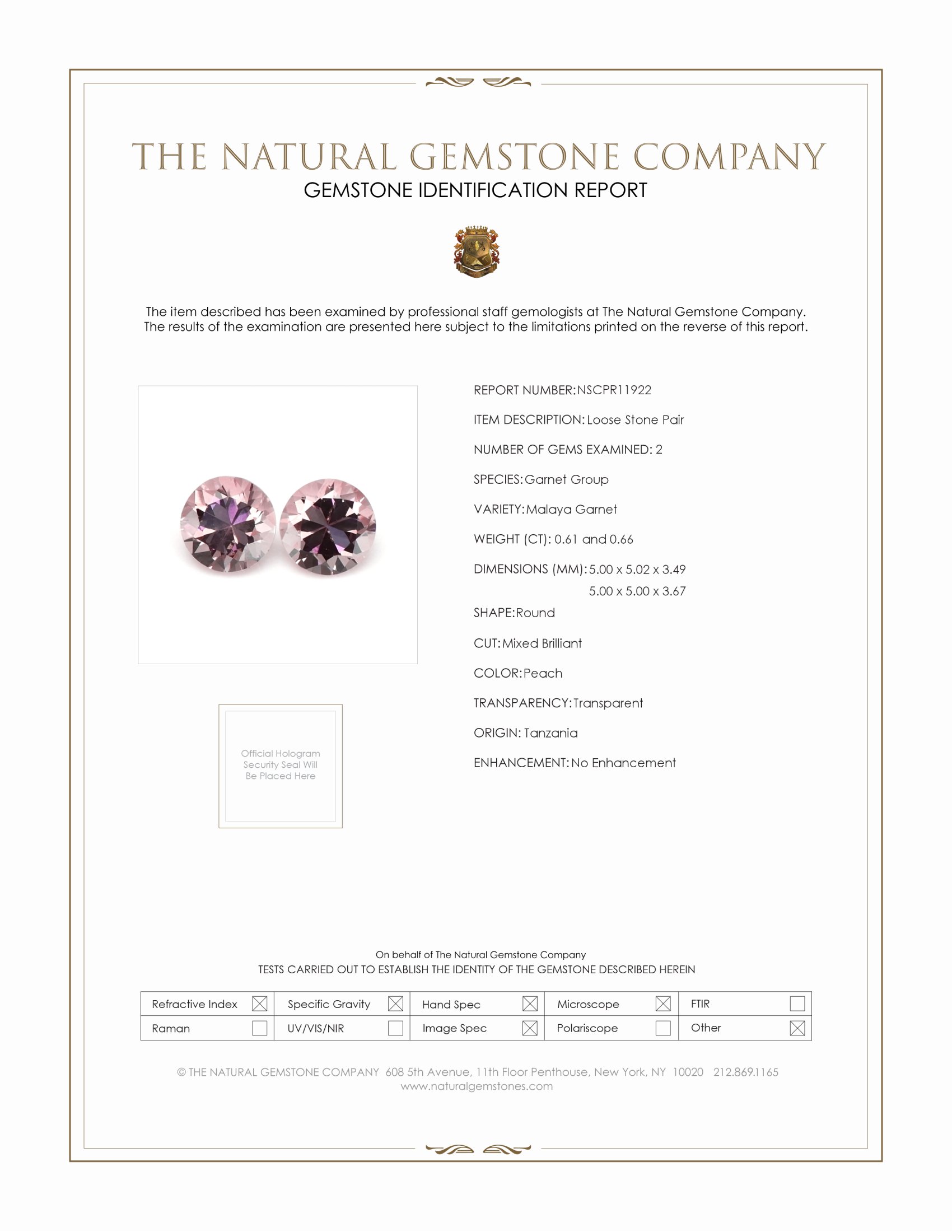 1.27 Ct.Tw. Peach Malaya Garnet Pair from Tanzania