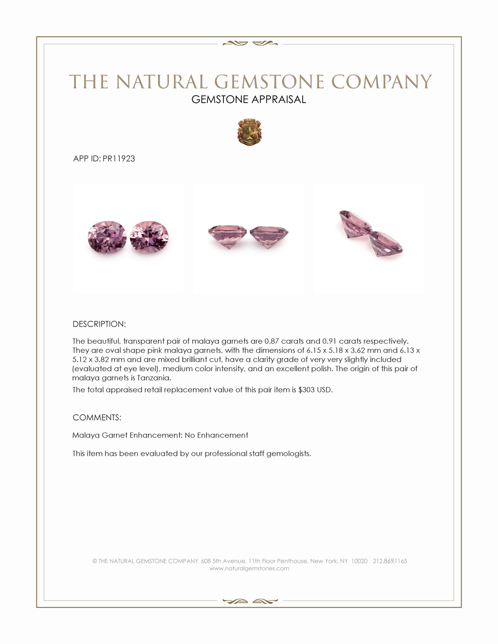 1.78 Ct.Tw. Malaya Garnet Pair from Tanzania