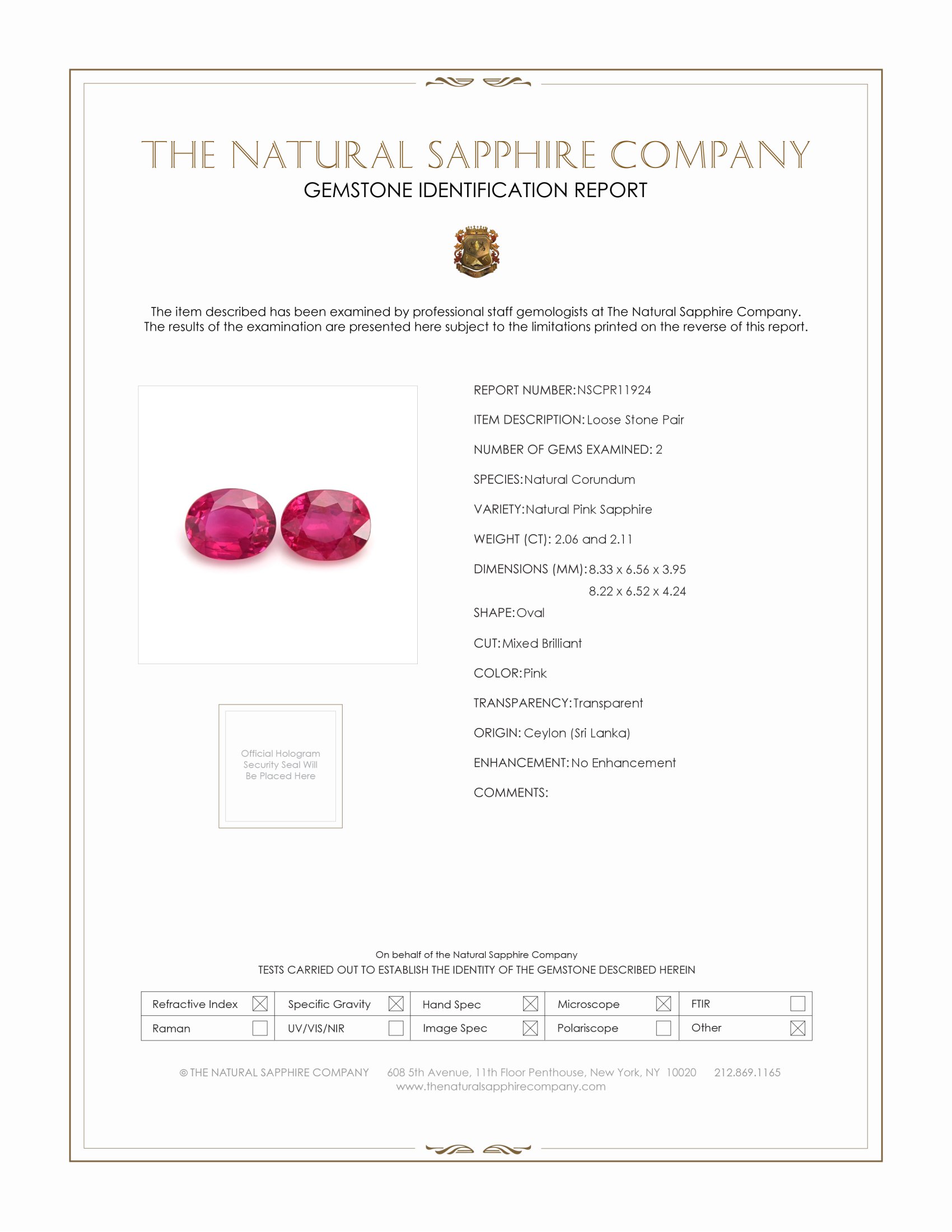 4.17 Ct.Tw. Reddish Pink Sapphire Pair from Ceylon (Sri Lanka)