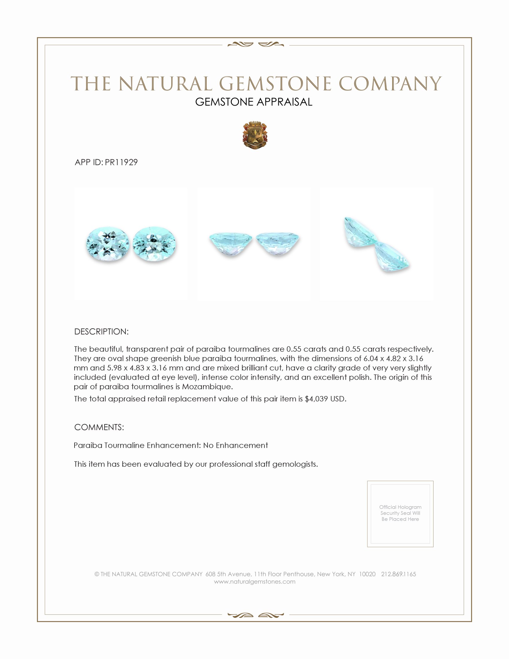 1.10 Ct.Tw. Paraiba Tourmaline Pair from Mozambique