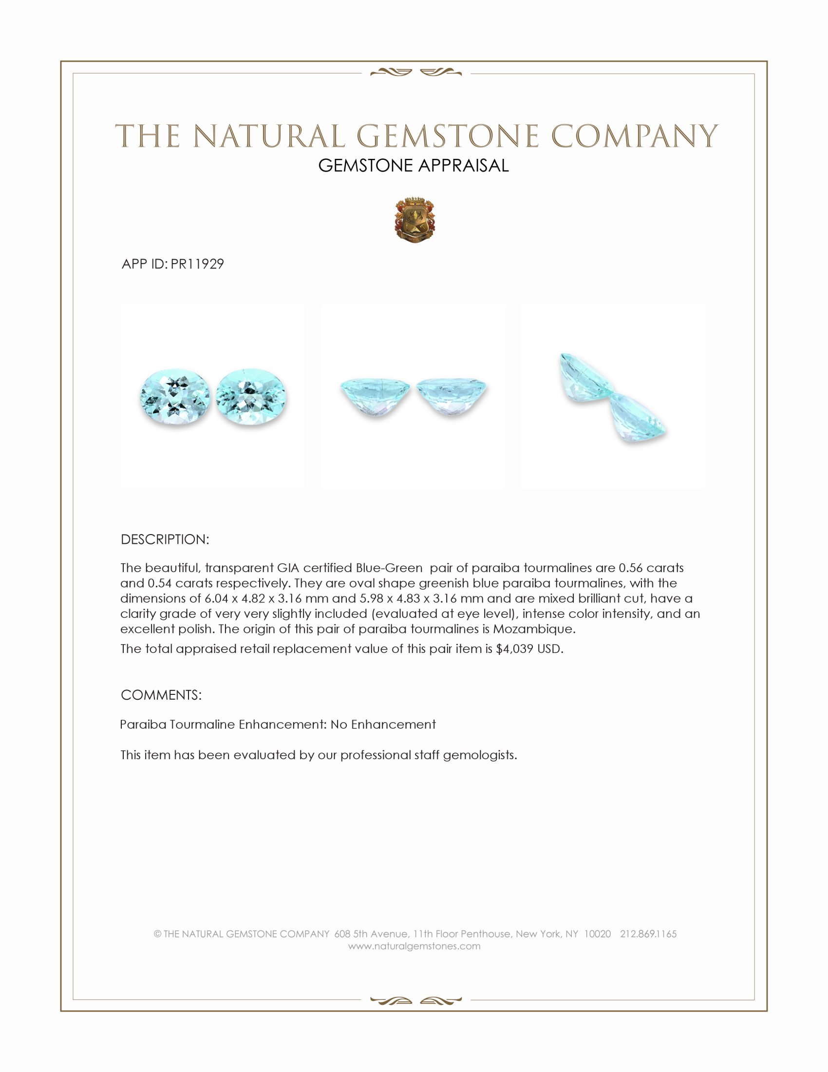 1.10 Ct.Tw. Paraiba Tourmaline Pair from Mozambique