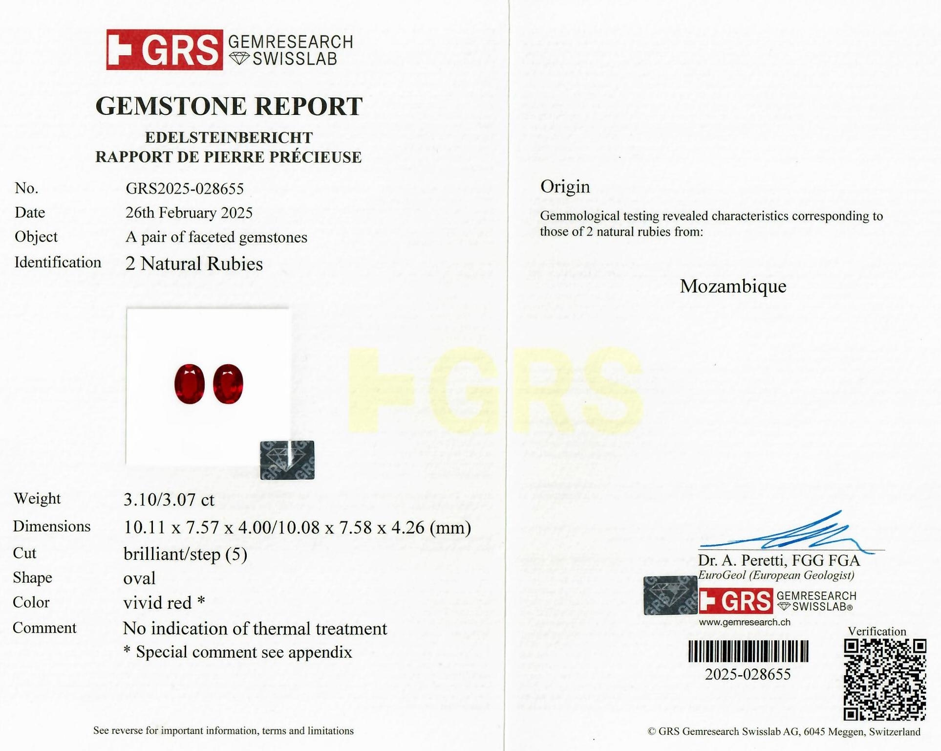 6.17 Ct.Tw. Ruby Pair from Mozambique