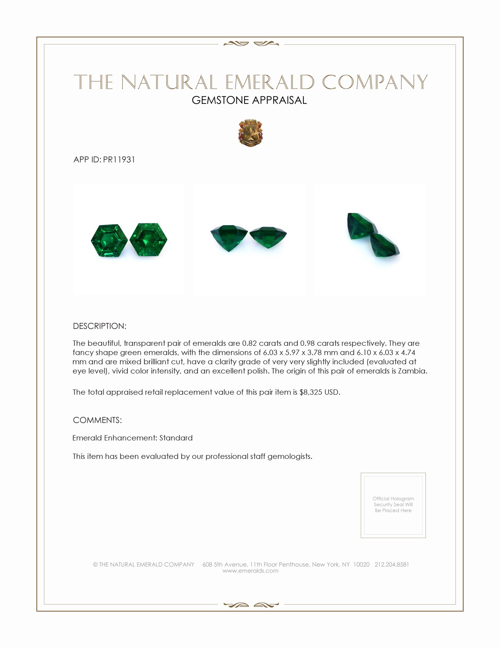 1.80 Ct.Tw. Emerald Pair from Zambia