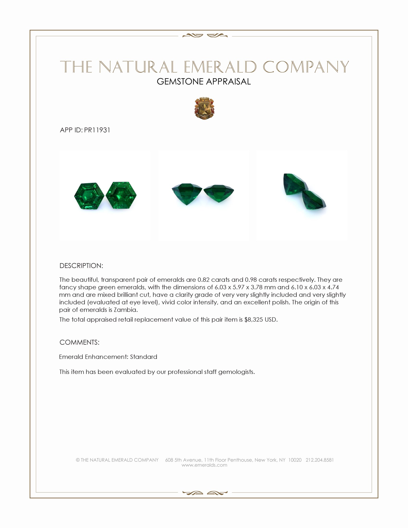 1.80 Ct.Tw. Emerald Pair from Zambia