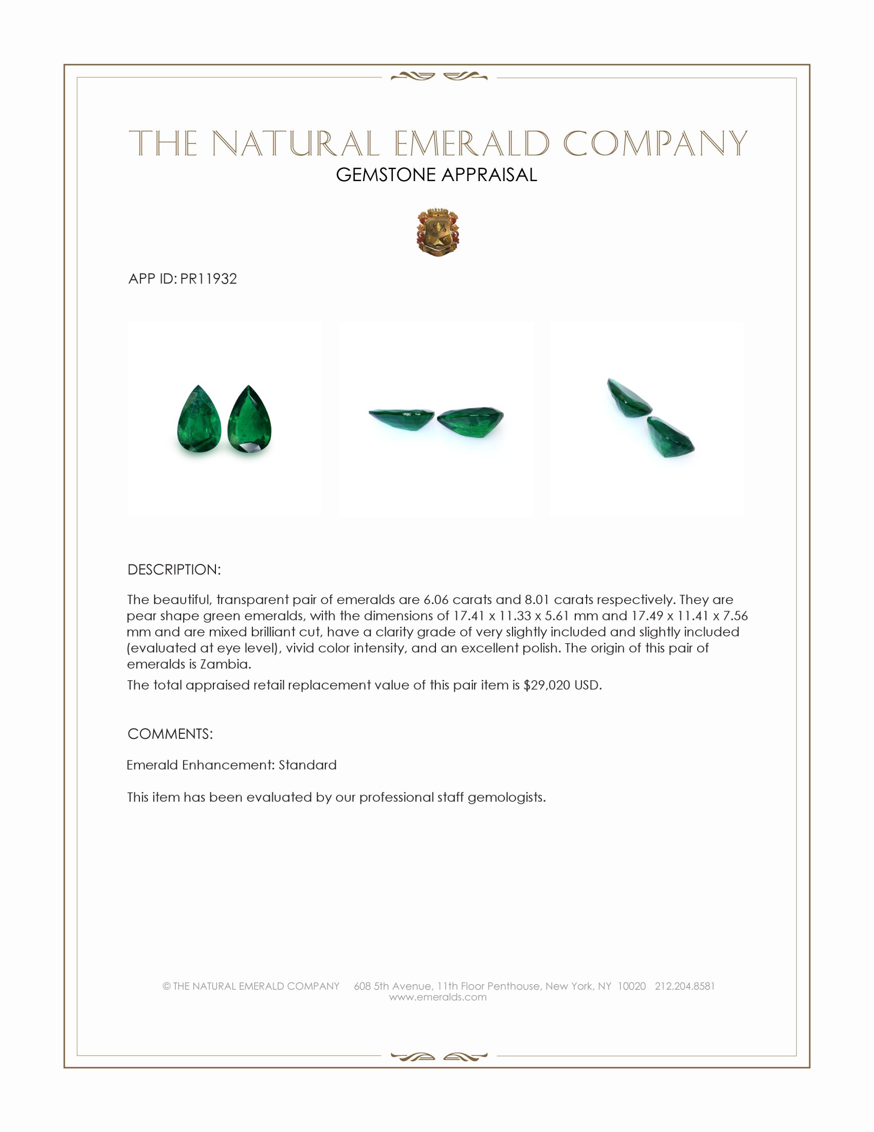14.07 Ct.Tw. Emerald Pair from Zambia