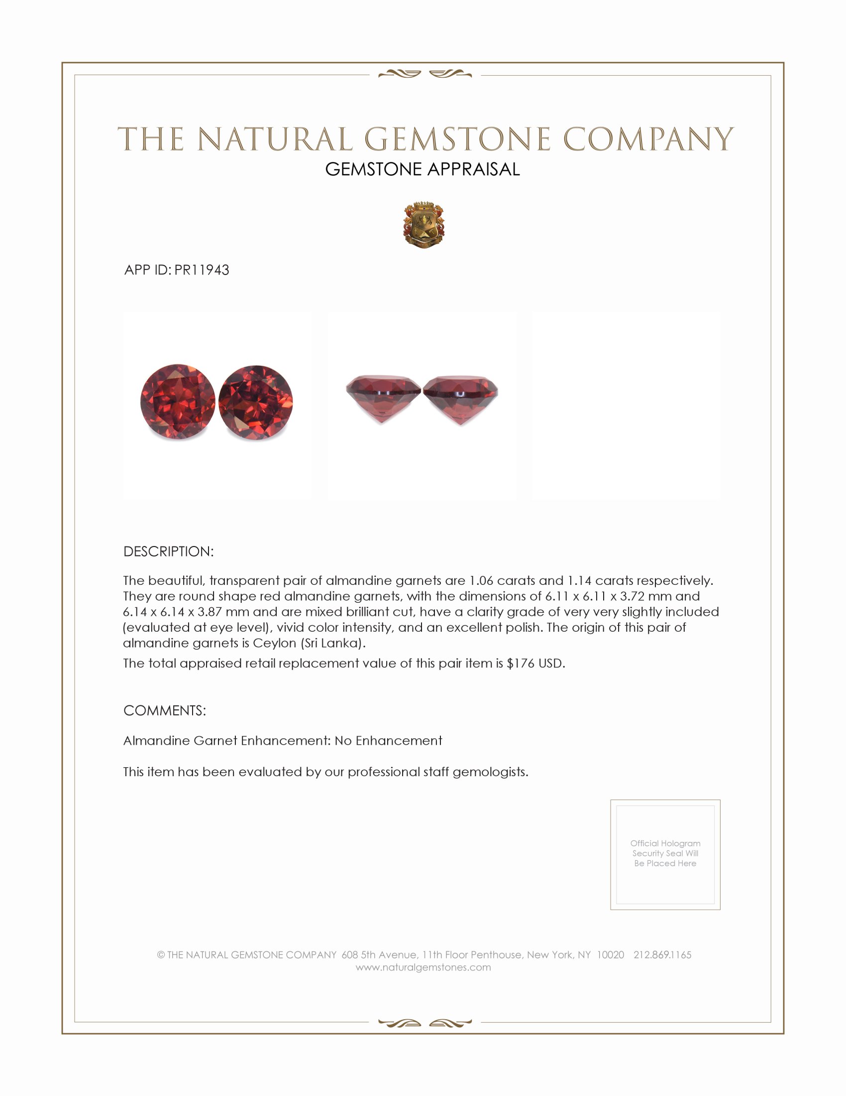 2.20 Ct.Tw. Red Almandine Garnet Pair from Ceylon (Sri Lanka)