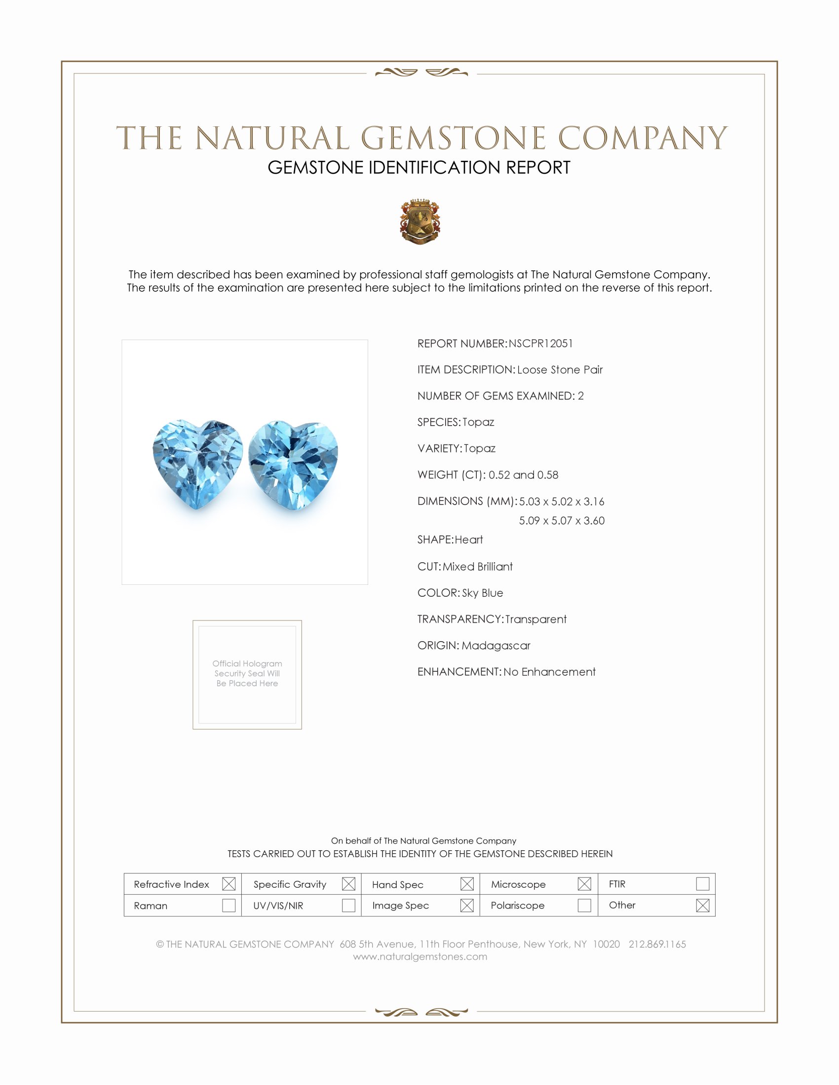 1.10 Ct.Tw. Sky Blue Topaz Pair from Madagascar