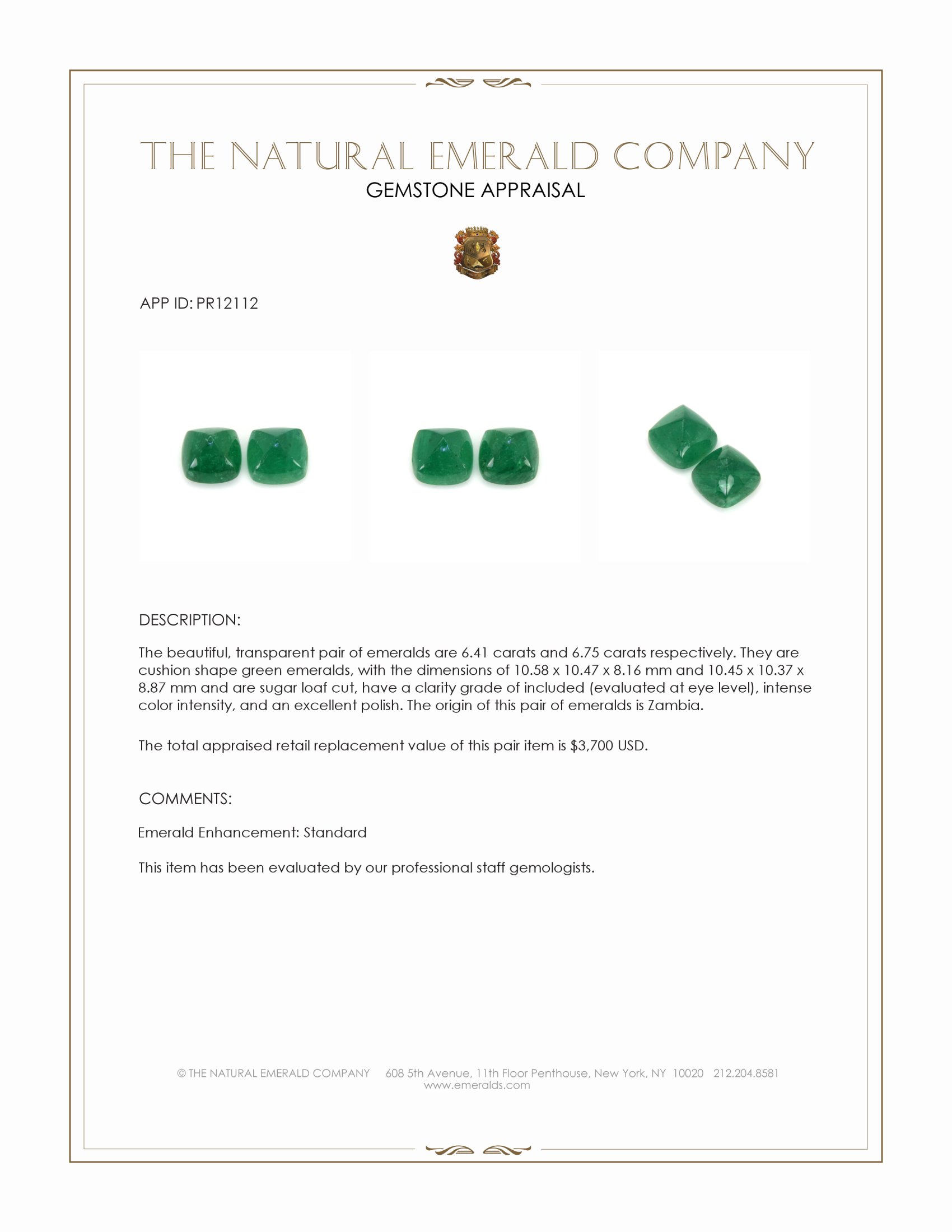 13.16 Ct.Tw. Cabochon Emerald Pair from Zambia