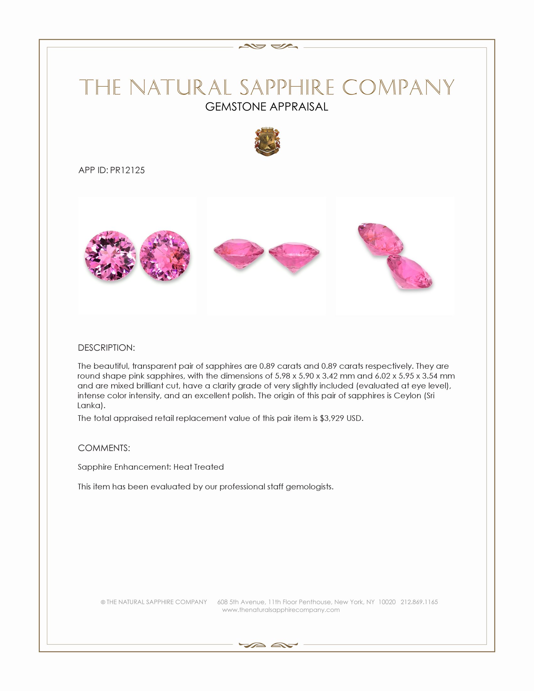 1.77 Ct.Tw. Pink Sapphire Pair from Ceylon (Sri Lanka)