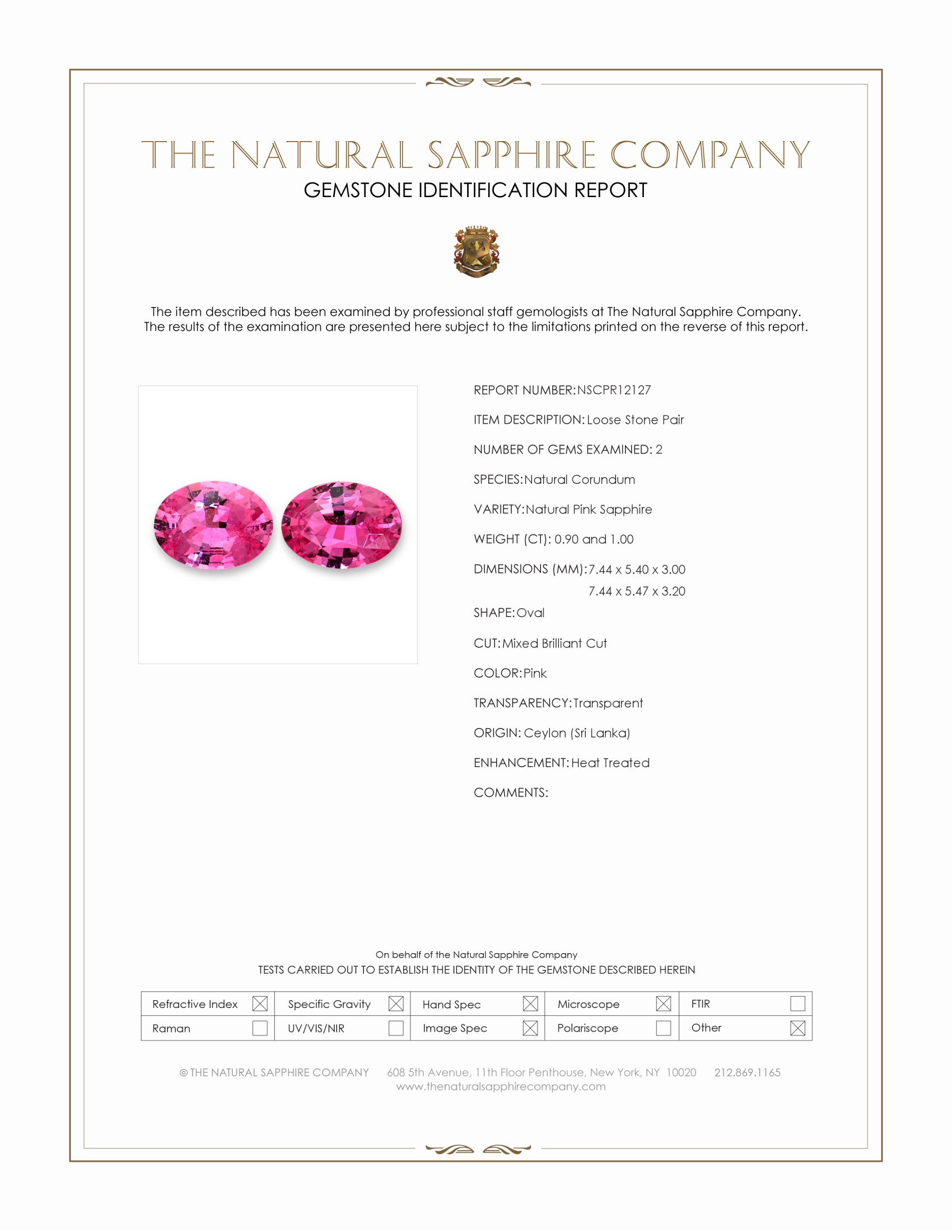 1.90 Ct.Tw. Pink Sapphire Pair from Ceylon (Sri Lanka)
