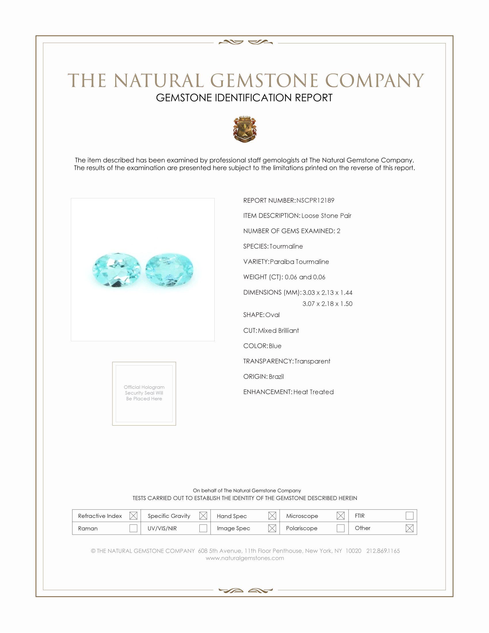 0.12 Ct.Tw. Paraiba Tourmaline Pair from Brazil