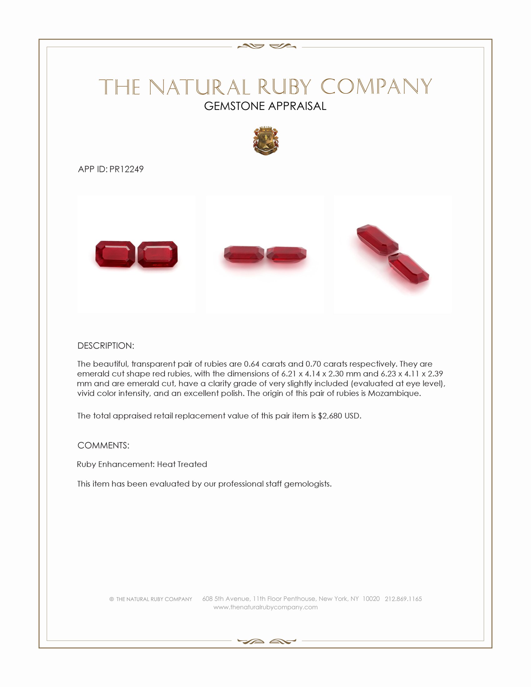 1.34 Ct.Tw. Ruby Pair from Mozambique